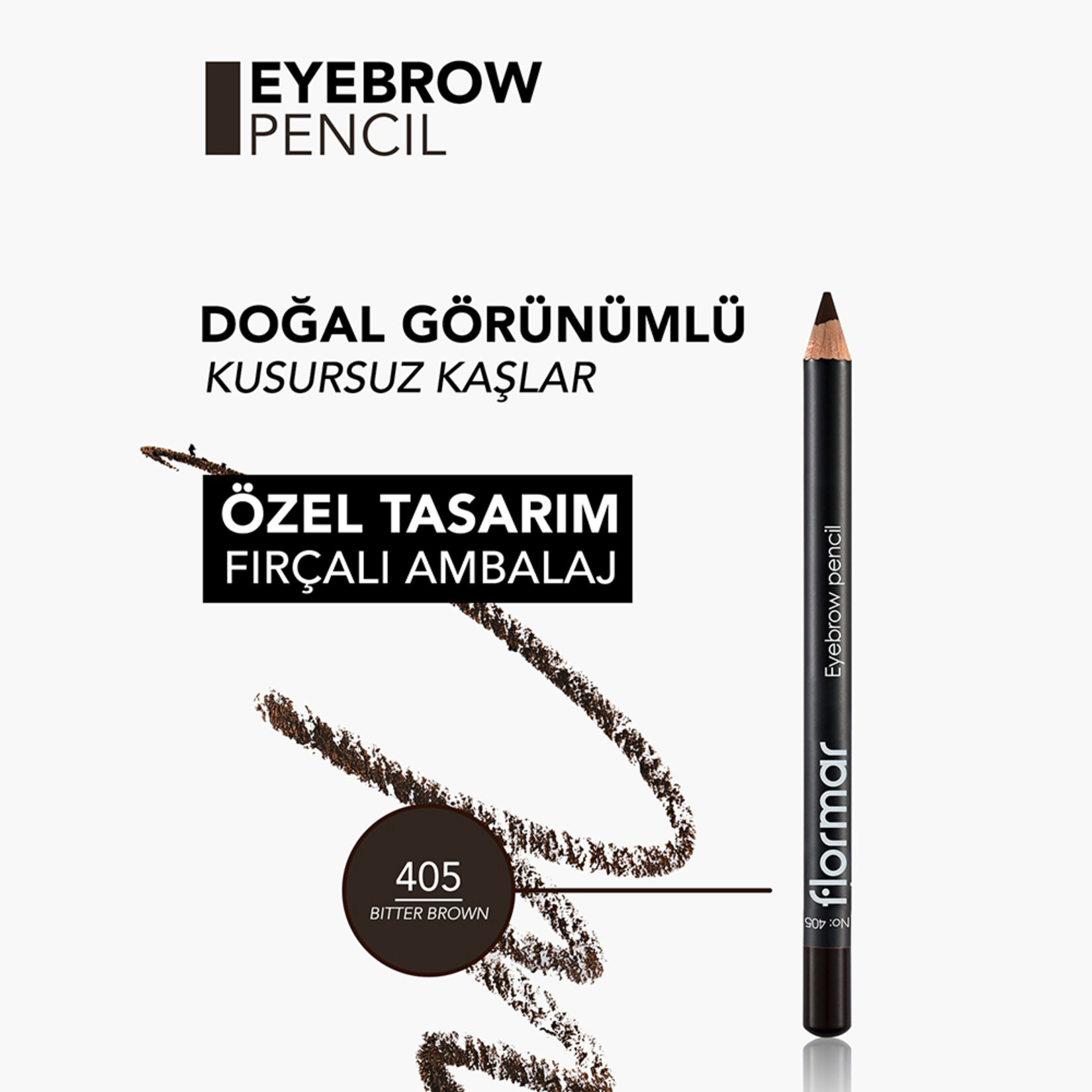 Flormar Doğal Görünüm Veren Fırçalı Kaş Kalemi - 405 Bitter Brown - Görsel 5