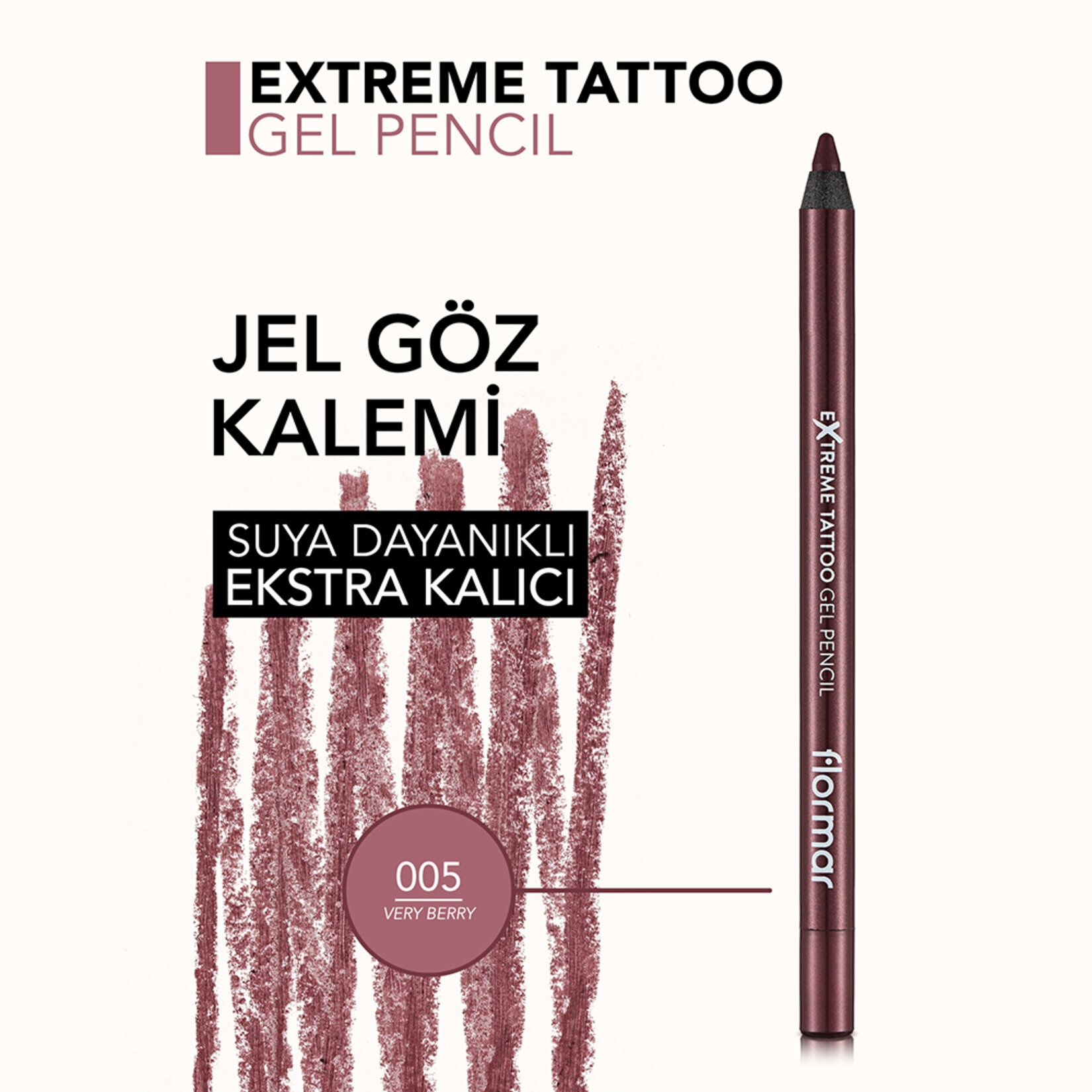 Flormar Extreme Tattoo Yoğun Pigmentli Akmayan Jel Göz Kalemi - 005 Very Berry - Görsel 5