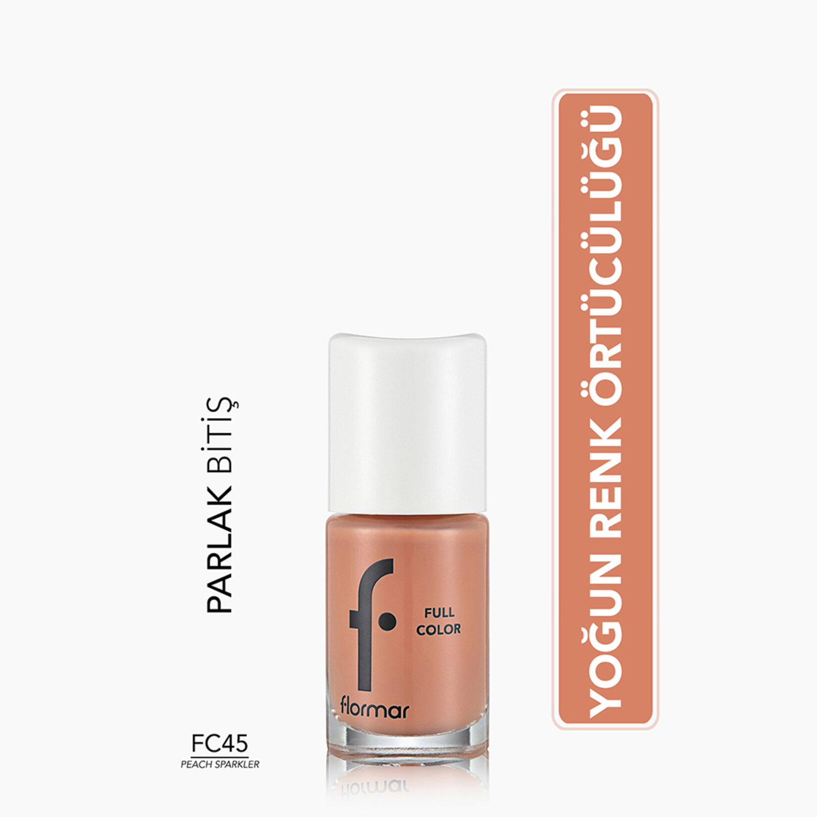Flormar Full Color Yoğun Renk Veren İnce Yapılı Oje - FC45 Peach Sparkler - Görsel 3
