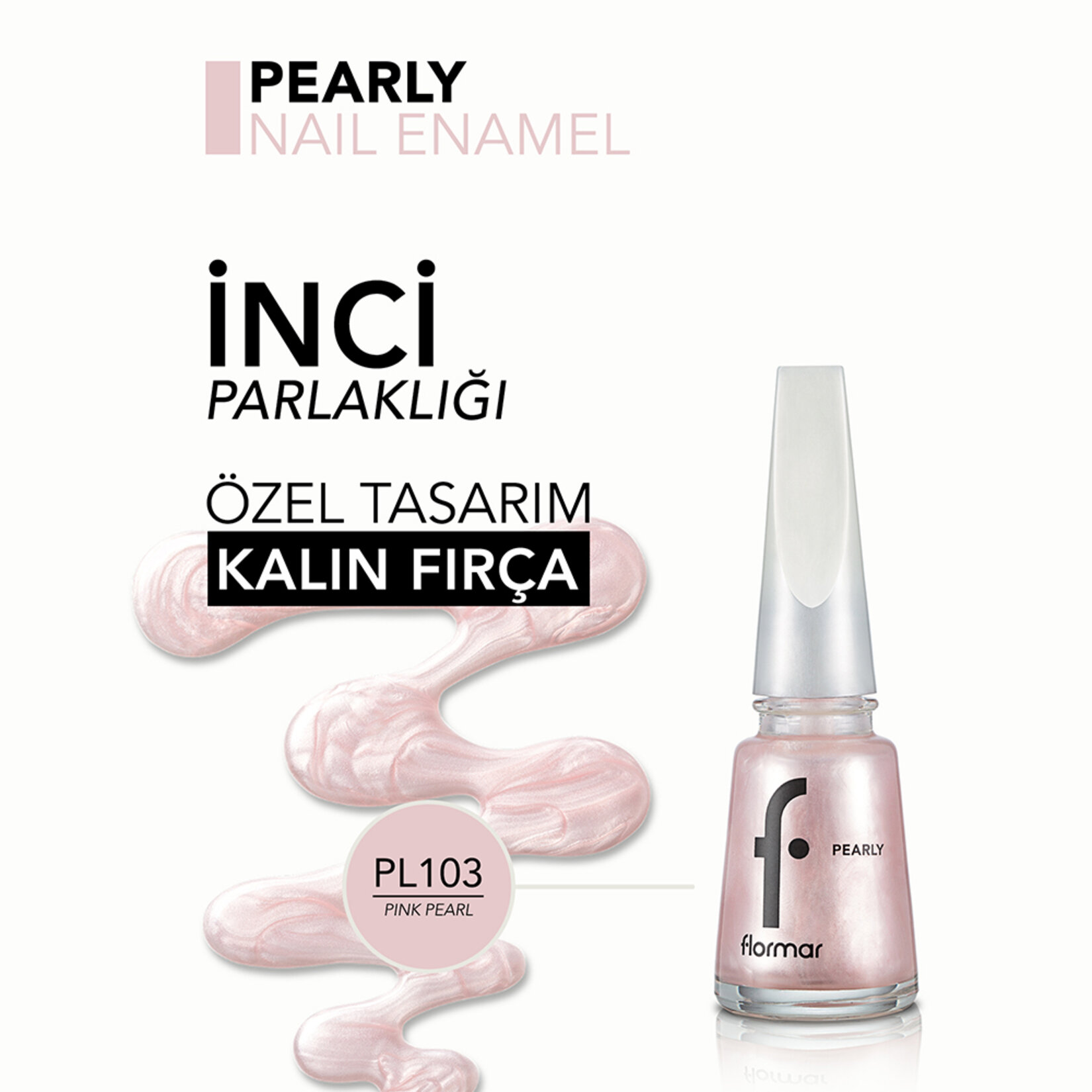 Flormar Pearly Yoğun Işıltı Veren Yarı Saydam Bazlı Sedefli Oje - 103 Pink Pearl (New) - Görsel 4