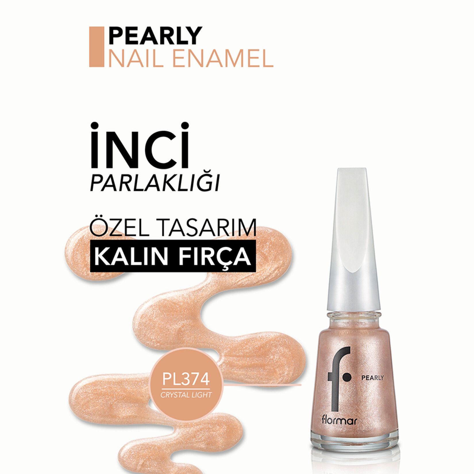 Flormar Pearly Yoğun Işıltı Veren Yarı Saydam Bazlı Sedefli Oje - 374 Crystal Light (New) - Görsel 5