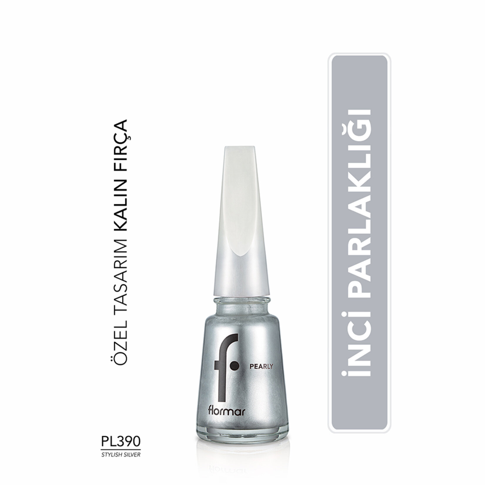 Flormar Pearly Yoğun Işıltı Veren Yarı Saydam Bazlı Sedefli Oje - 390 Stylish Silver (New) - Görsel 2