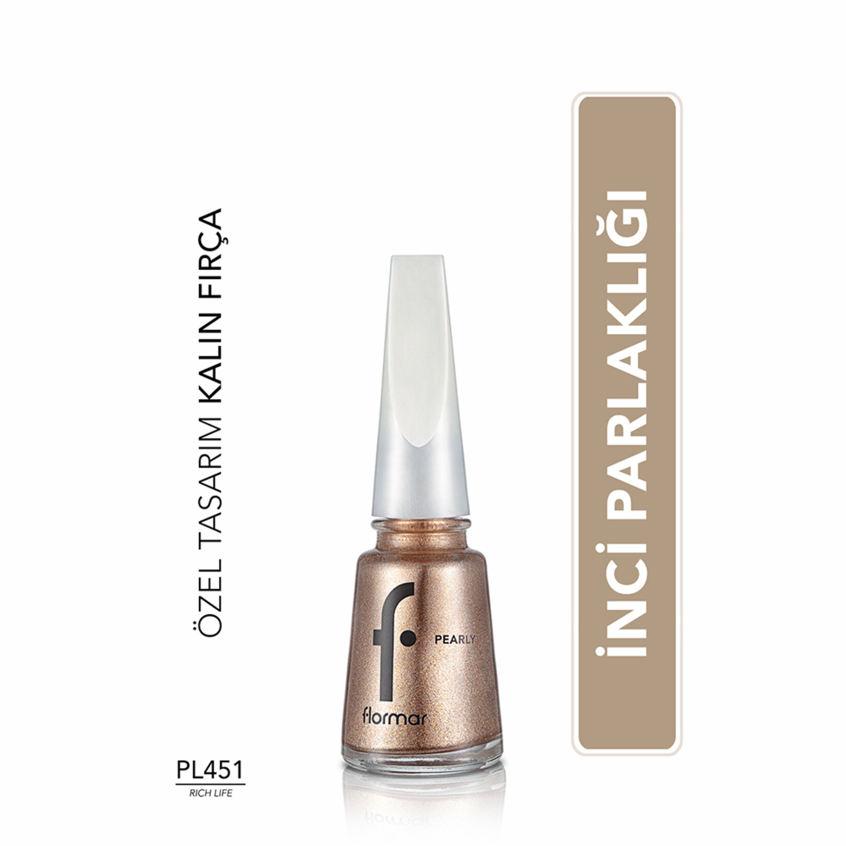 Flormar Pearly Yoğun Işıltı Veren Yarı Saydam Bazlı Sedefli Oje - 451 Rich Life (New) - Görsel 2