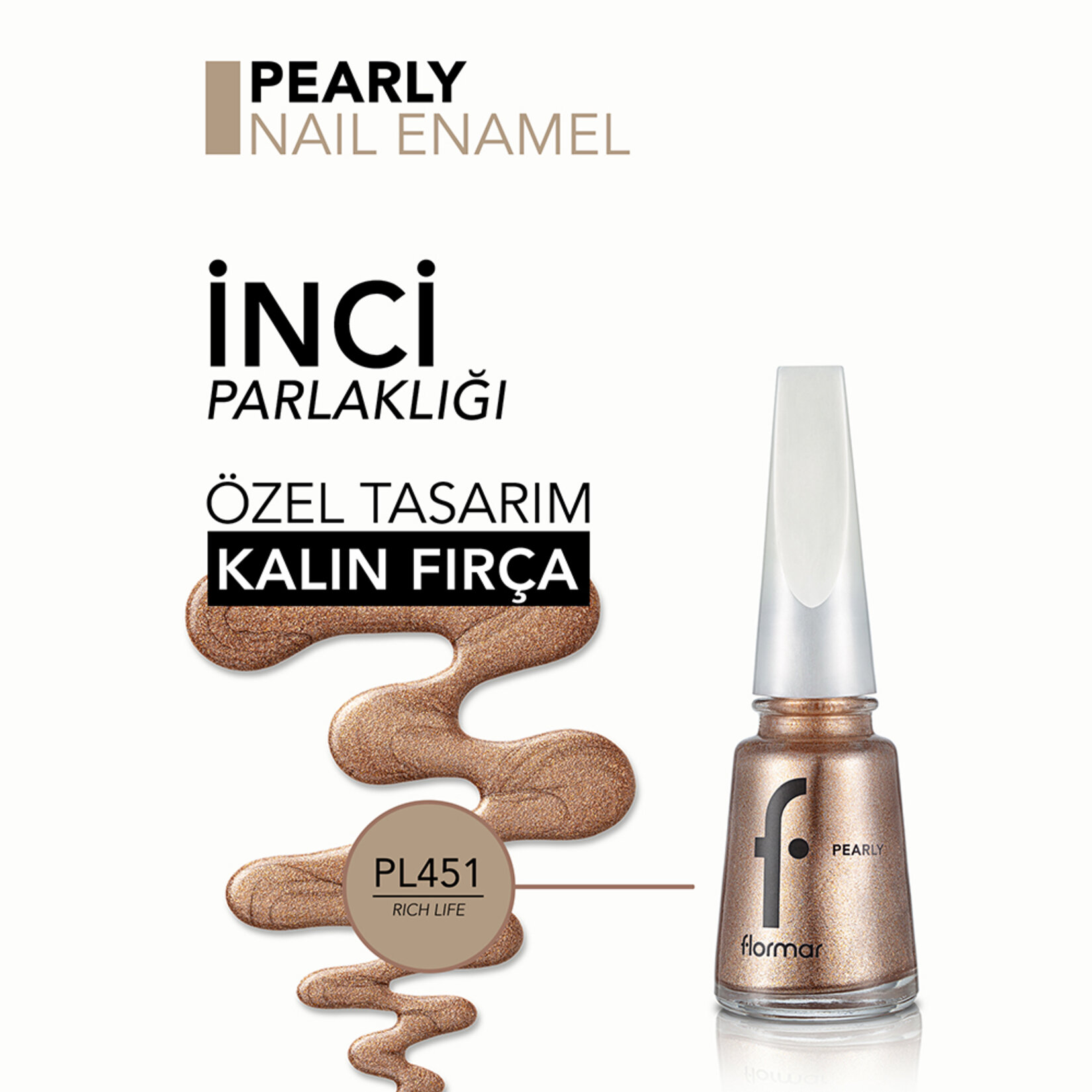 Flormar Pearly Yoğun Işıltı Veren Yarı Saydam Bazlı Sedefli Oje - 451 Rich Life (New) - Görsel 5
