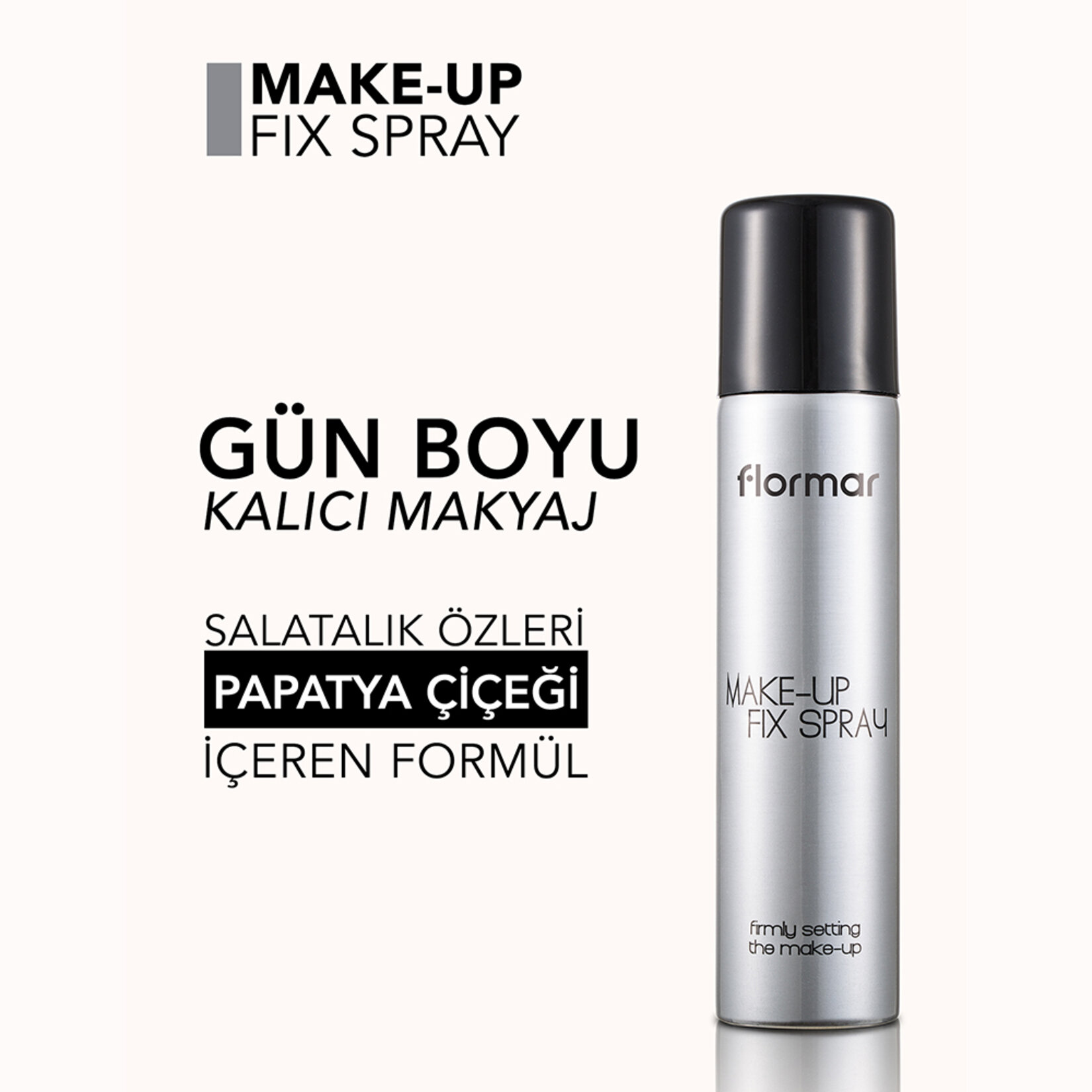 Flormar Make-Up Fix Yarı Parlak Bitişli Makyaj Sabitleme Spreyi - 001 (Transparan) - Görsel 4