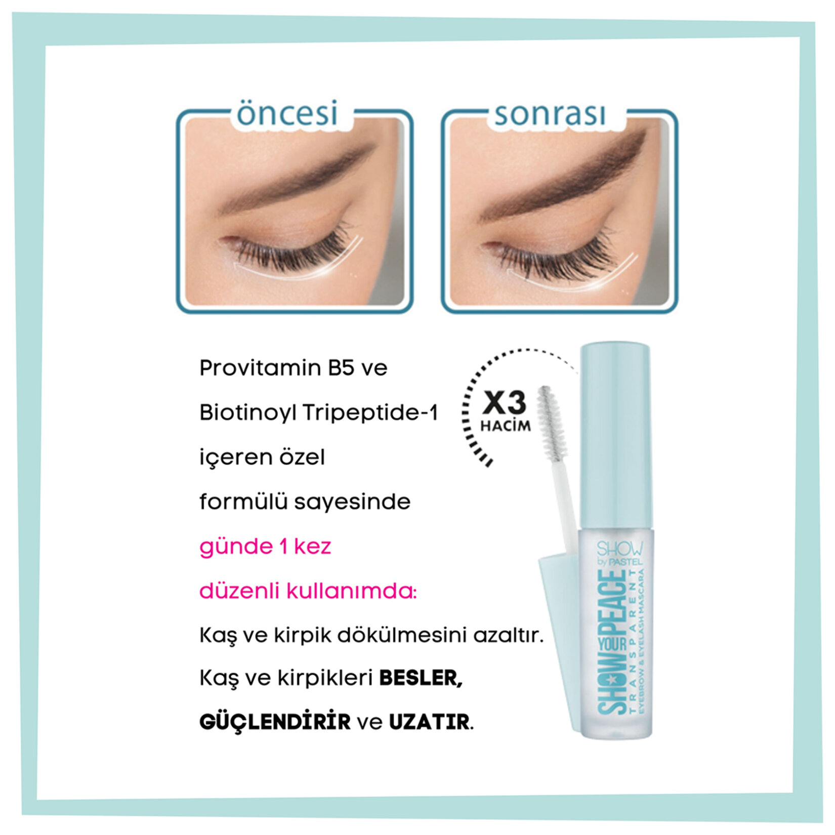 Show By Pastel Show Your Peace Transparent Eyebrow & Eyelash Mascara - Transparan Kaş Ve Kirpik Maskarası - Görsel 4