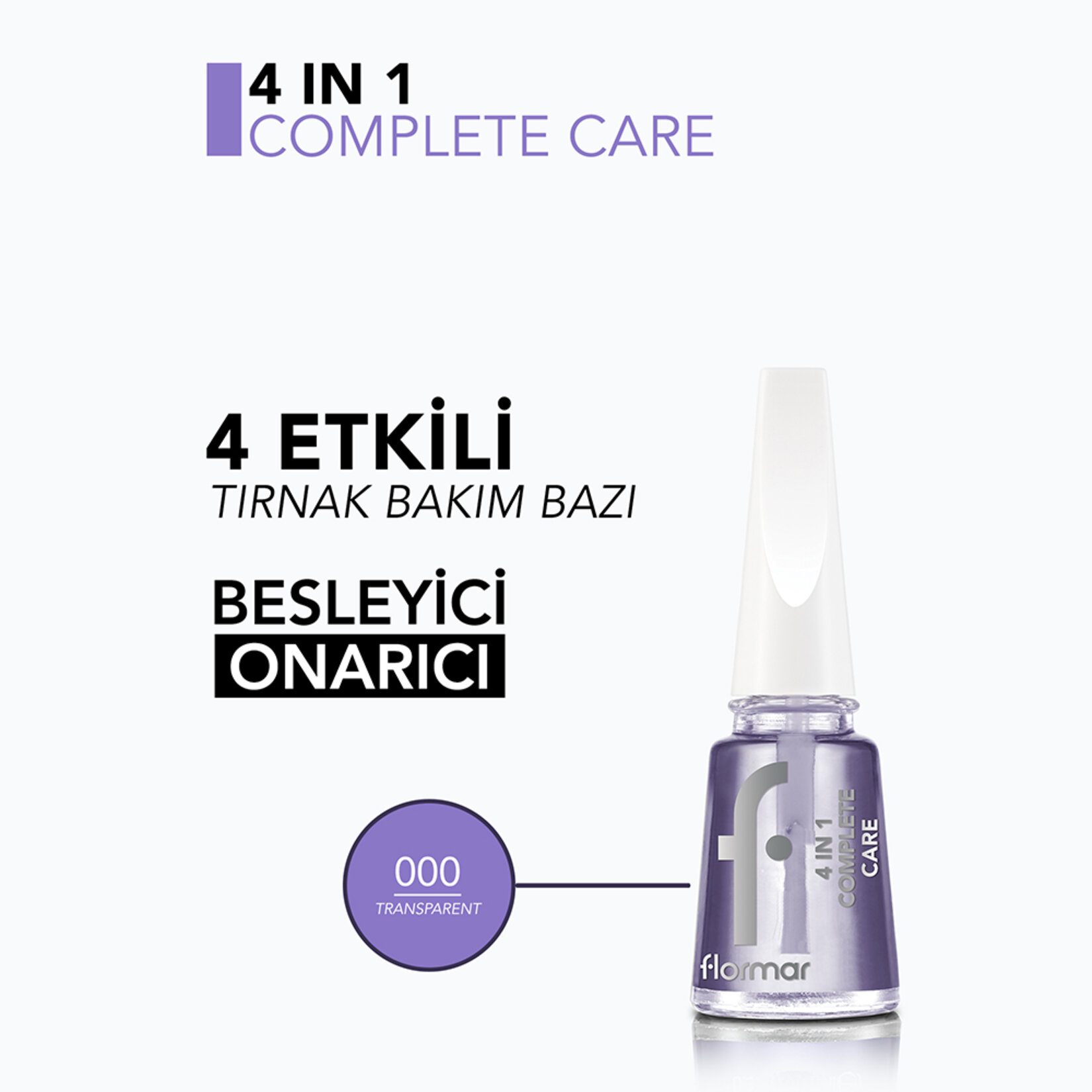 Flormar 4 in 1 Complete Çok Yönlü Bakım Yapan Tırnak Cilası - 000 Transparent - Görsel 3