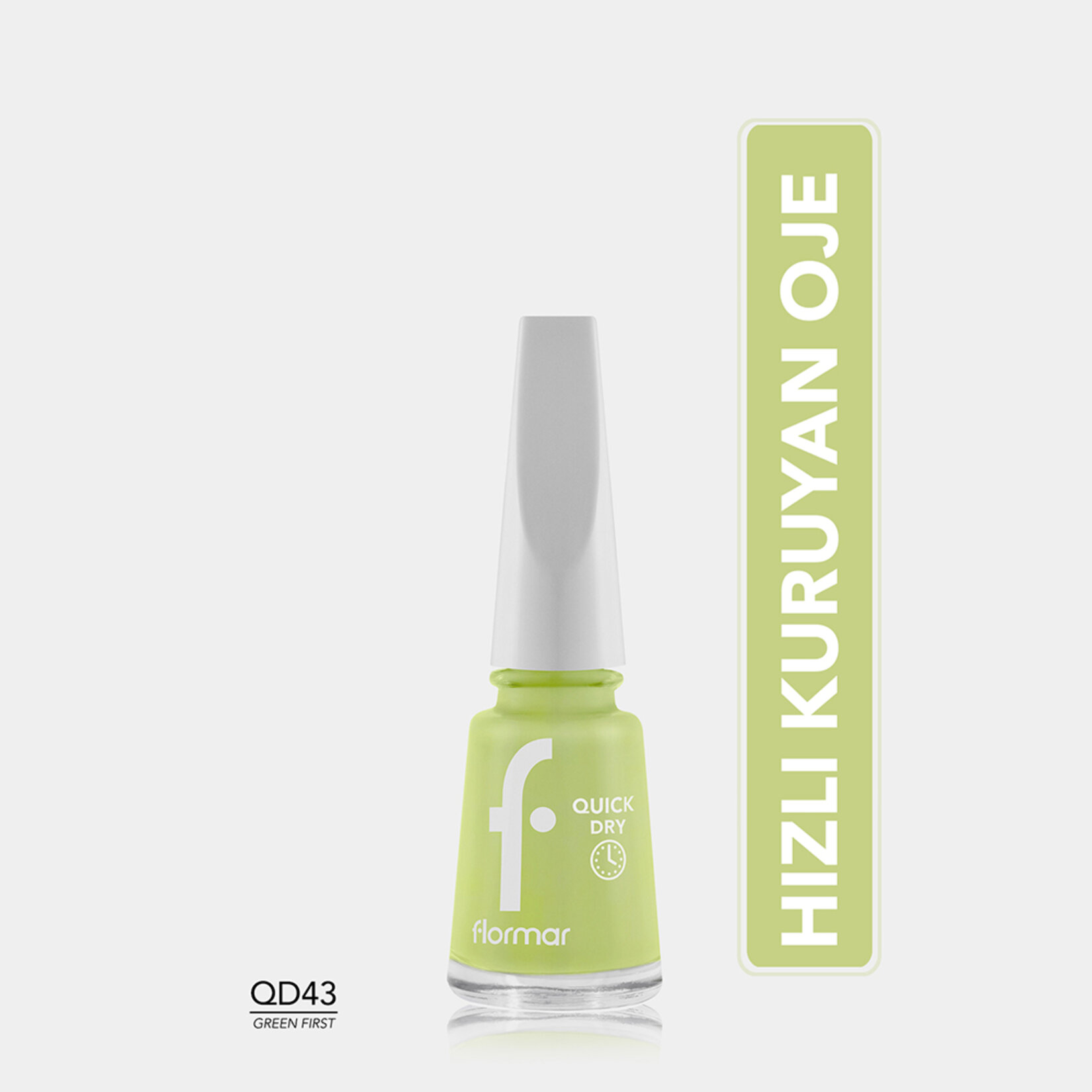 Flormar Quick Dry Çabuk Kuruyan İnce Yapılı Oje - QD43 Green First - Görsel 2