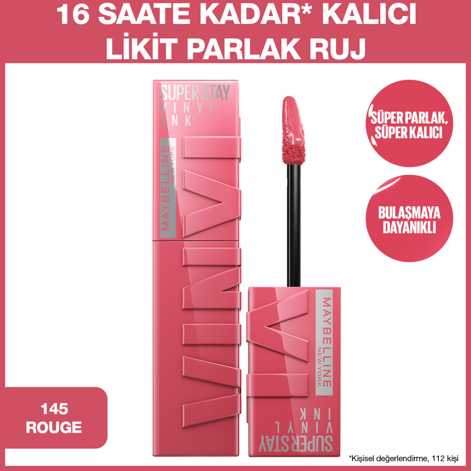 Maybelline New York Super Stay Vinyl Ink Uzun Süre Kalıcı Likit Parlak Ruj 145 Rogue - Görsel 2