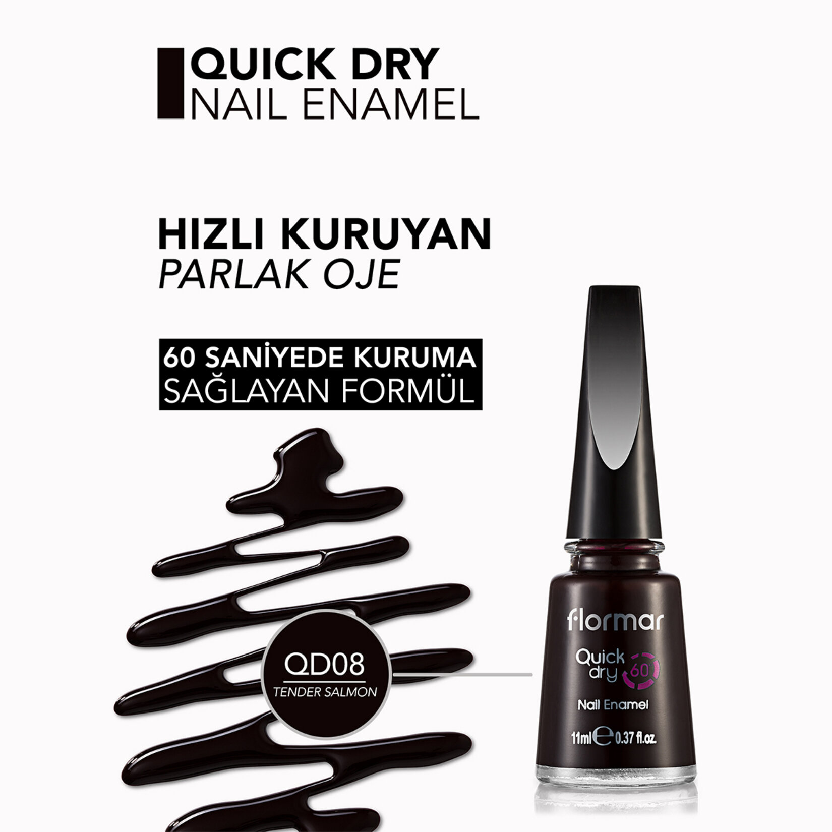 Flormar Quick Dry Çabuk Kuruyan İnce Yapılı Oje - 008 Tender Salmon - Görsel 4