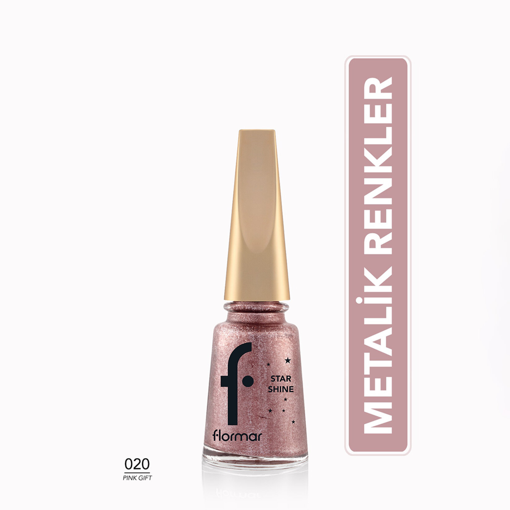 Flormar Star Shine Yoğun Renk Veren Metalik Oje - 020 Pink Gift - Görsel 2