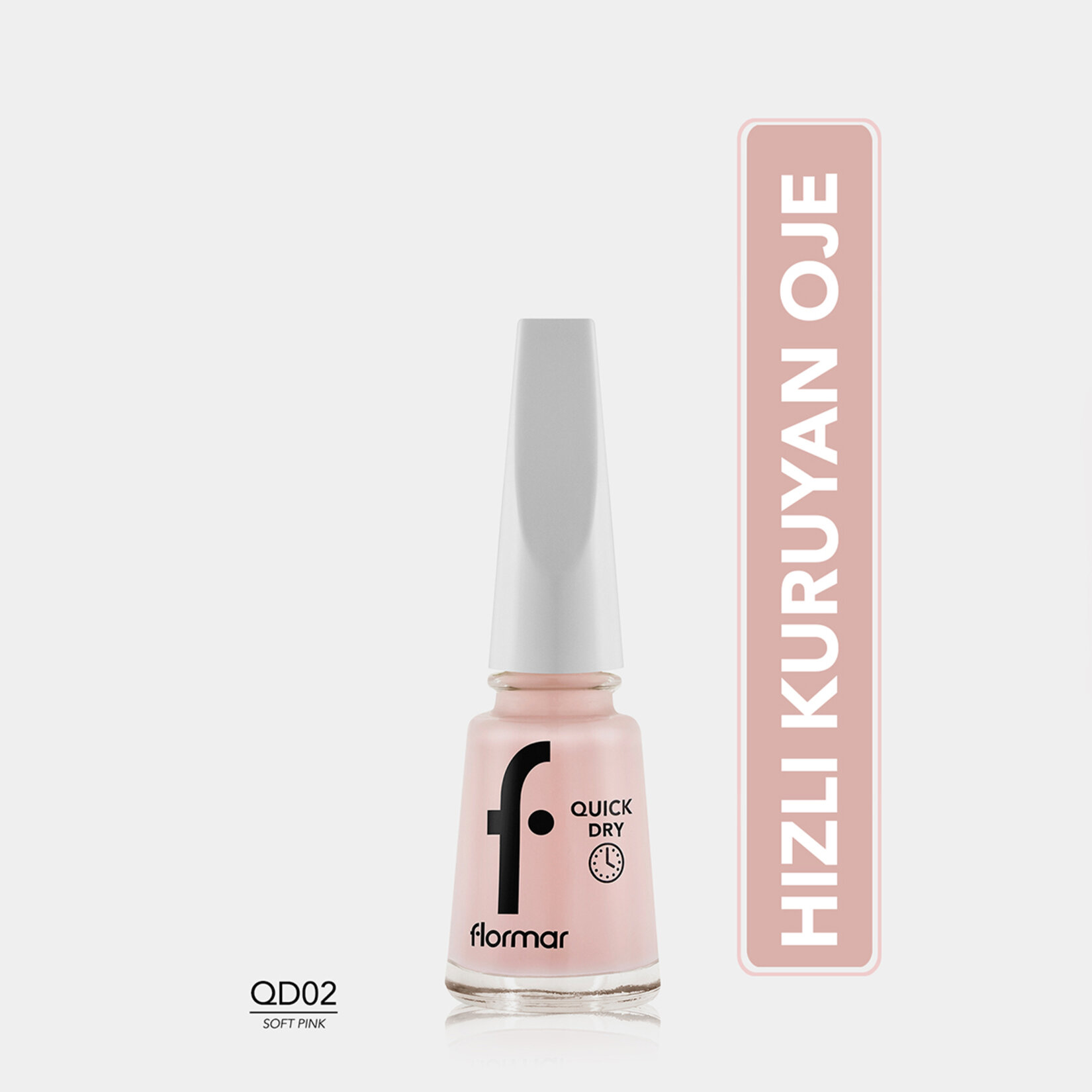 Flormar Quick Dry Çabuk Kuruyan İnce Yapılı Oje - 002 Soft Pink - Görsel 2