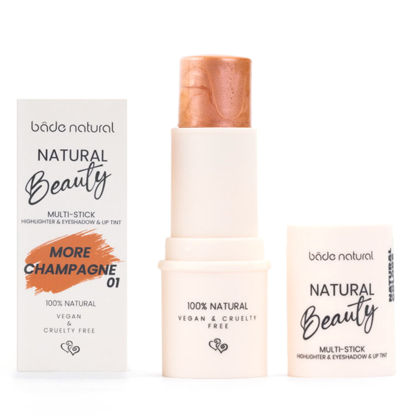 Bade Natural Highlighter & Far & Dudak Renklendirici Çok Amaçlı Stick More Champagne 01