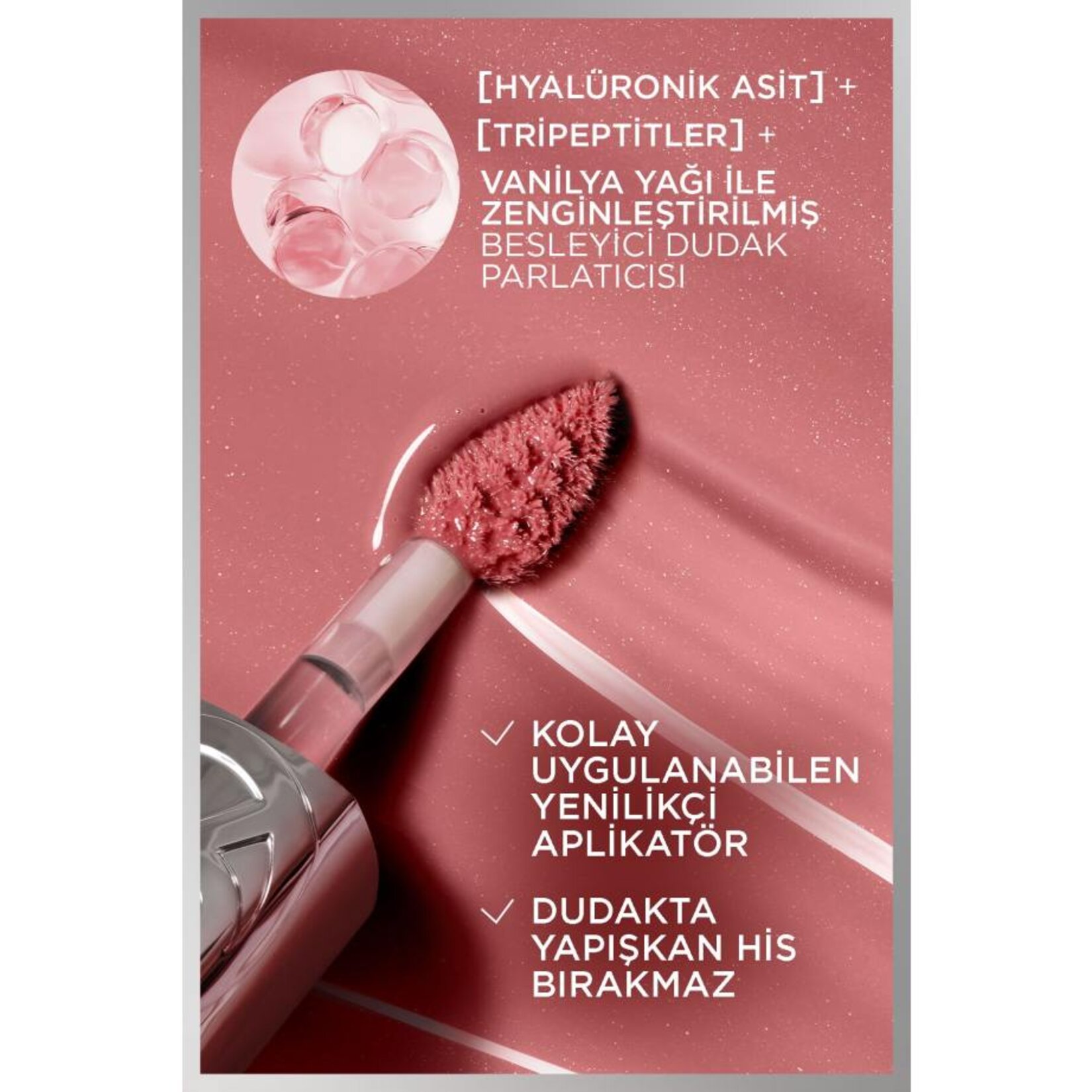 L'Oréal Paris Plump Ambition Hyaluron Lip Oil Besleyici ve Nemlendirici Dudak Parlatıcısı - 641 Latte Glace - Görsel 4