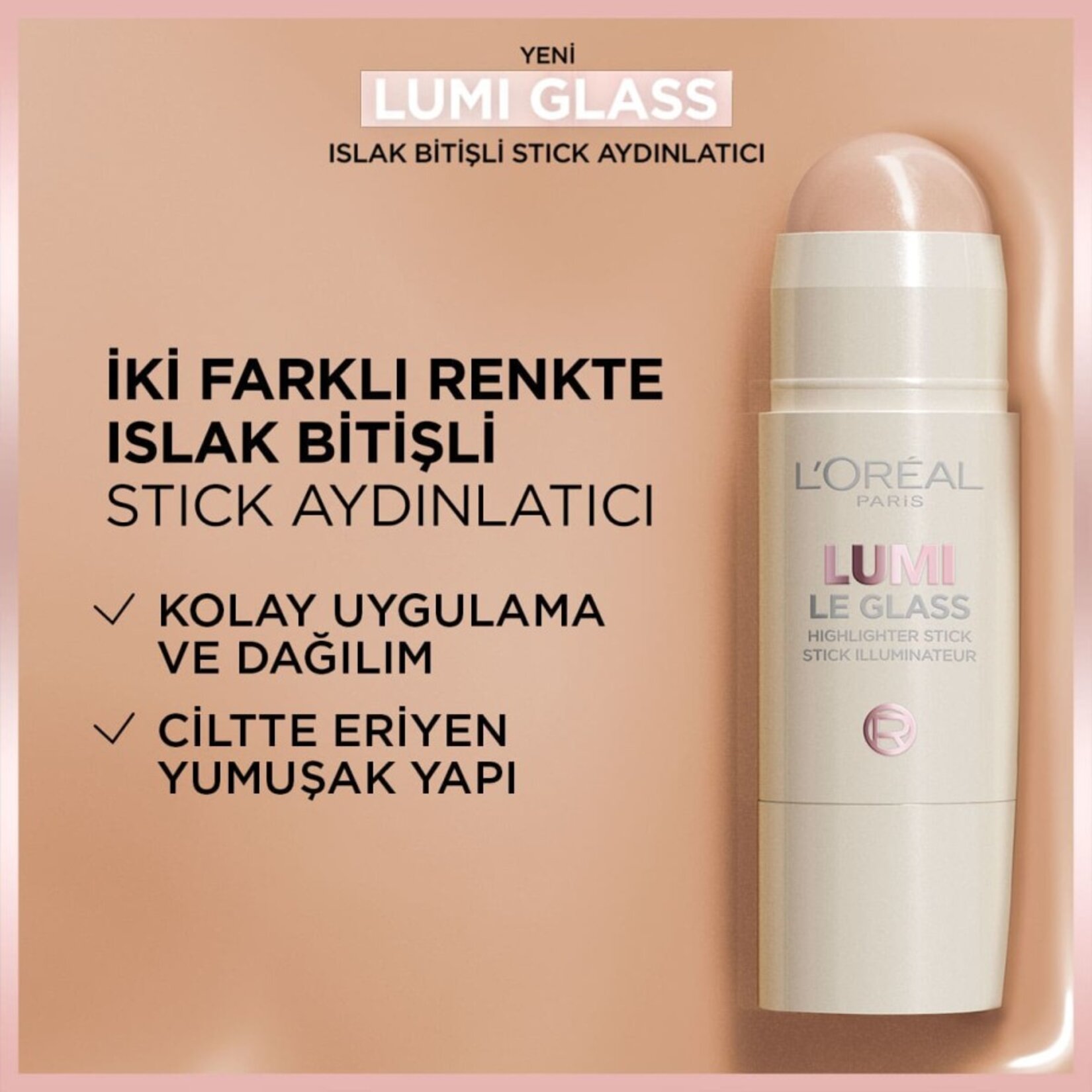 L'Oréal Paris Lumi Glass Islak Bitişli Stick Aydınlatıcı - 620 Glassy Pink Ballet - Görsel 3