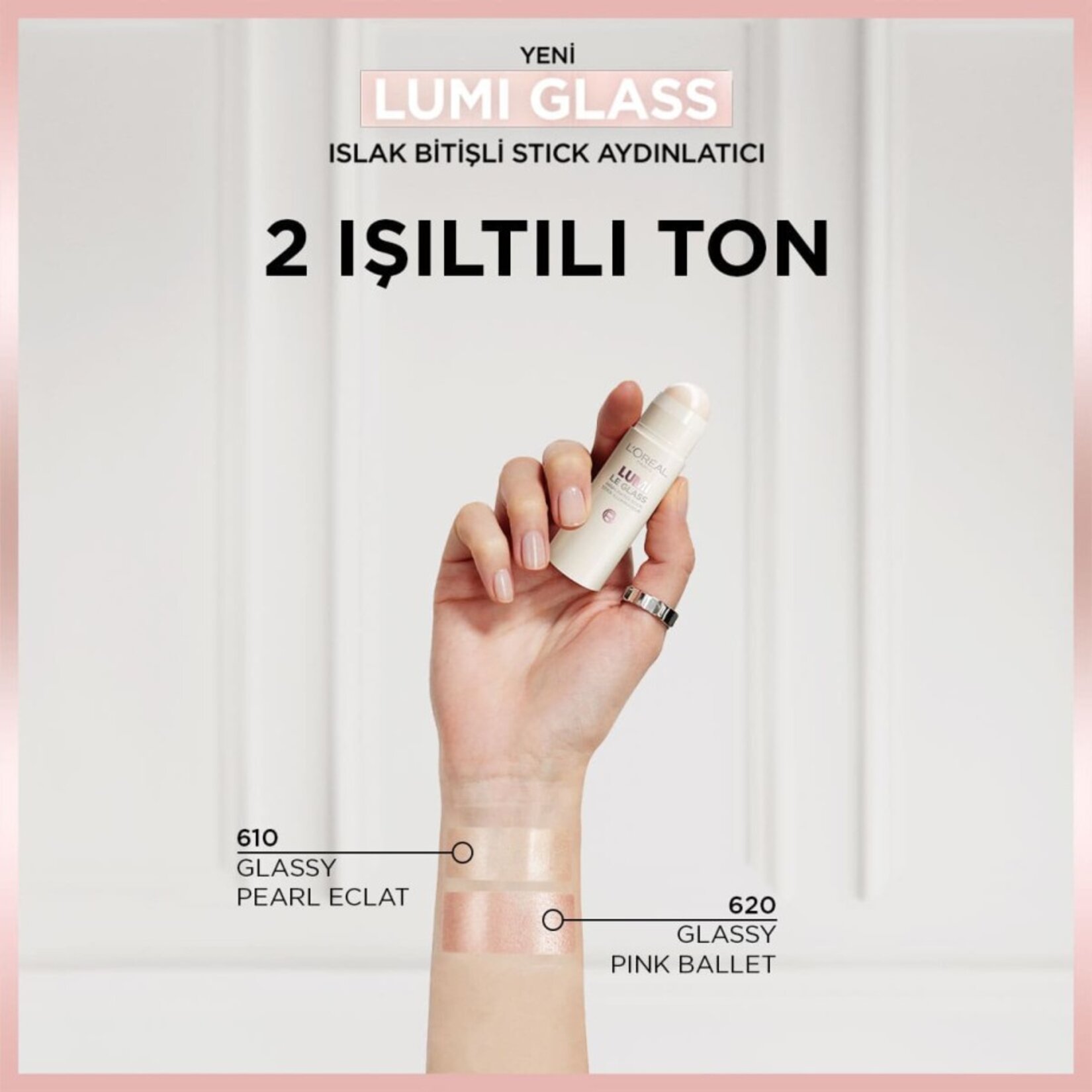 L'Oréal Paris Lumi Glass Islak Bitişli Stick Aydınlatıcı - 620 Glassy Pink Ballet - Görsel 5