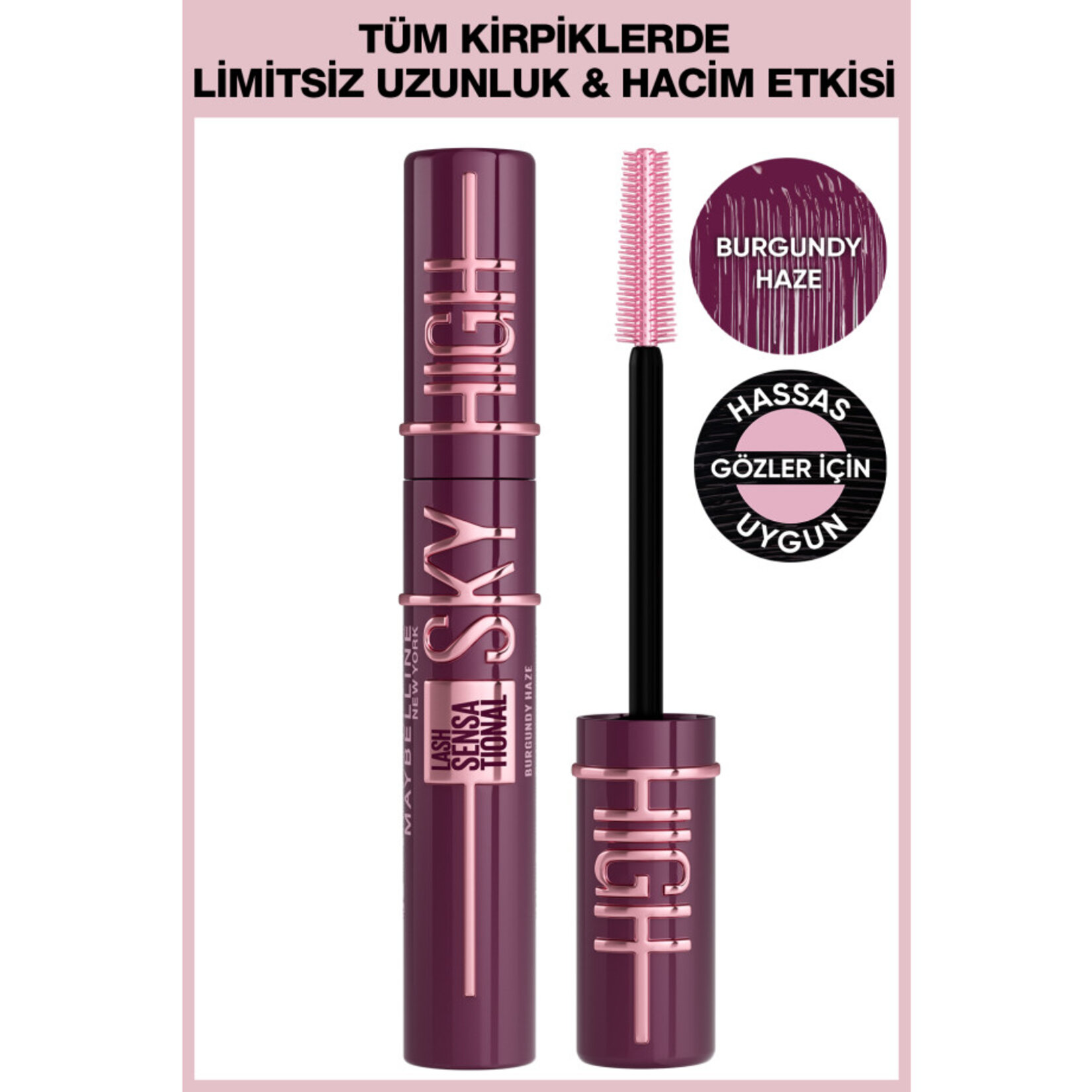 Maybelline New York Lash Sensational Sky High Burgundy Haze Maskara - Görsel 5