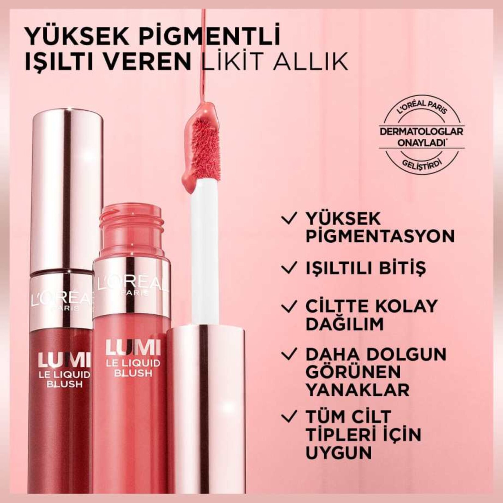 L’Oréal Paris Lumi Blush Likit Allık - 635 Glowy Worth It Medium - Görsel 3