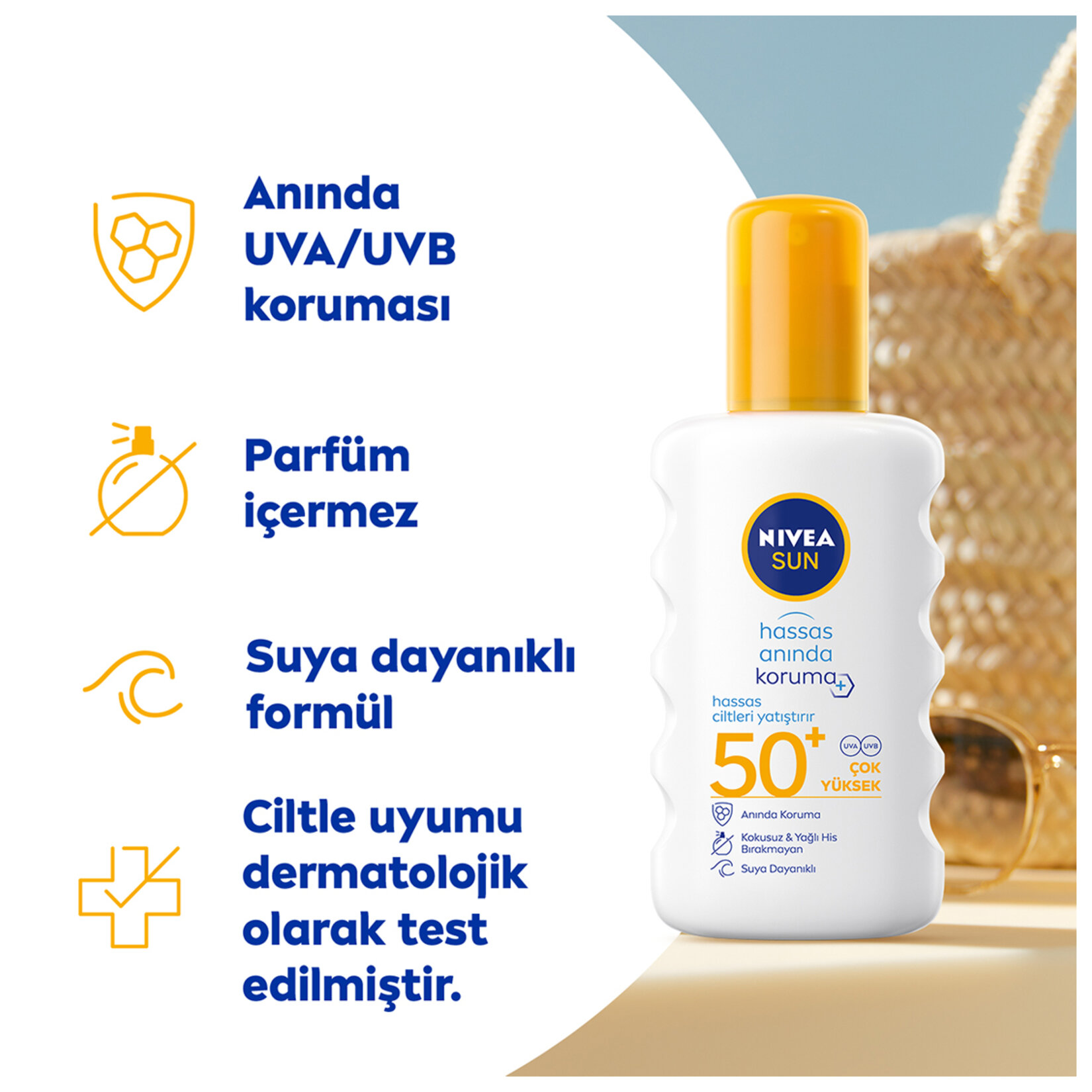 Nivea Sun Hassas Anında Koruma Sağlayan Güneş Spreyi SPF 50+ 200 ml - Görsel 2