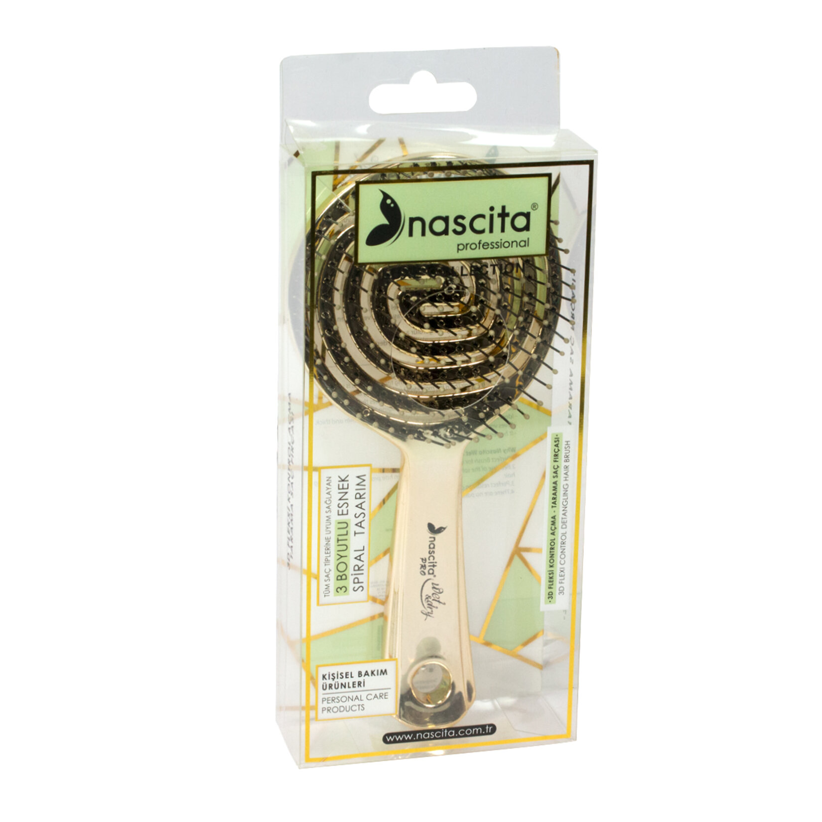 Nascita 3D Flexi Knt.Açma Tarama Saç Fırçası Altın