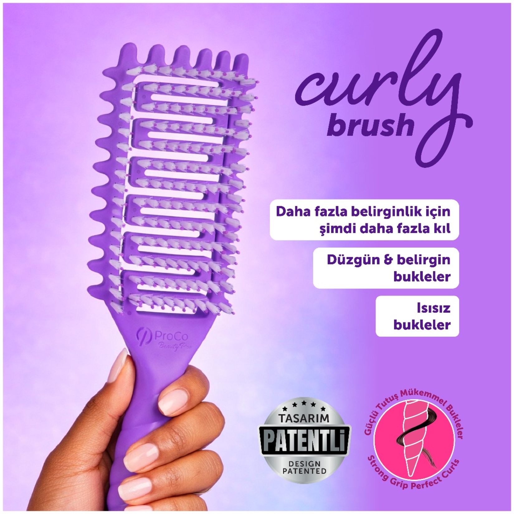 Proco Beauty Pro Curly Bukle Belirginleştirici Saç Fırçası - Görsel 8