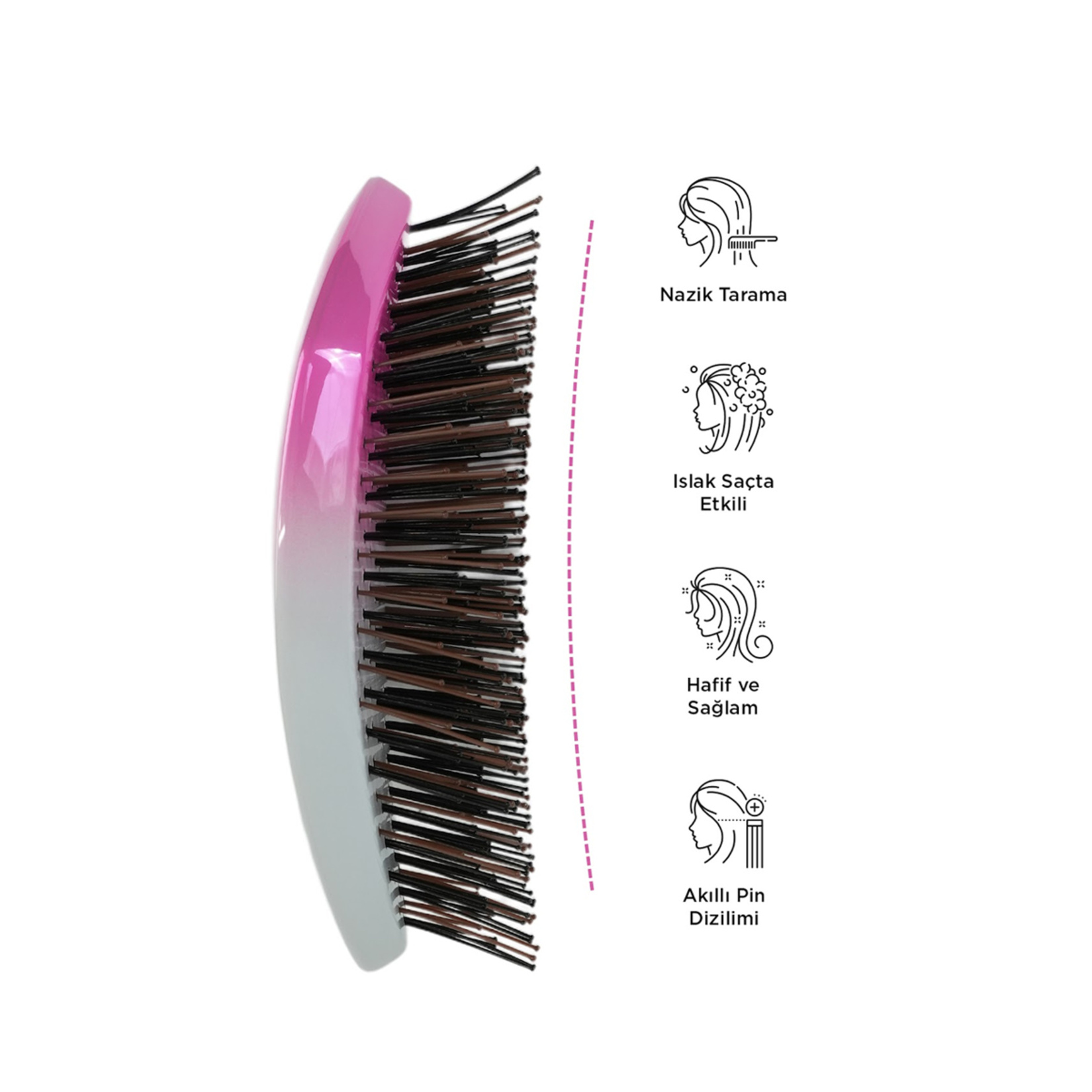 Fenda Profesyonel Galaxy Pink Oval Pembe Saç Fırça - Görsel 2