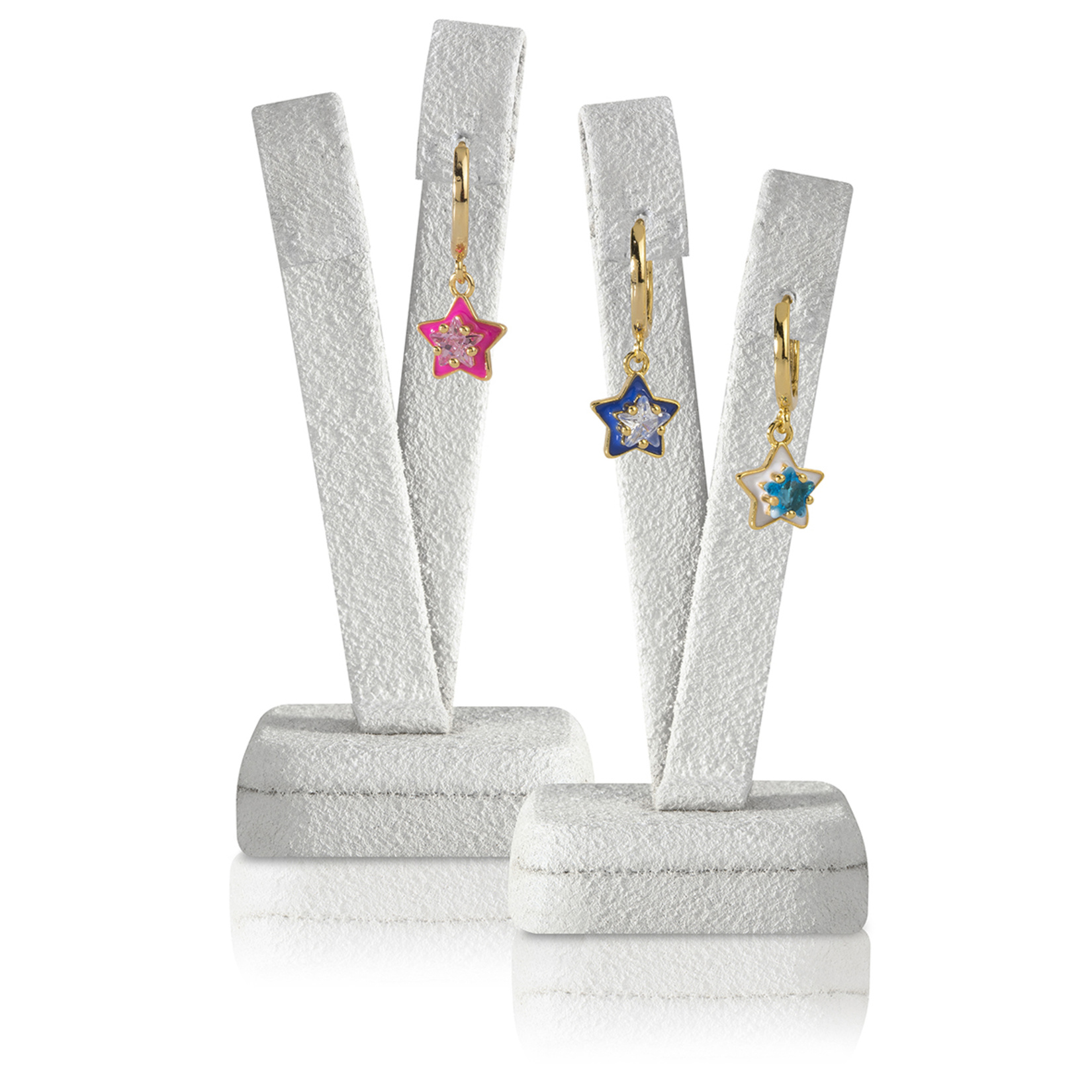 Stylish Renkli  Taşlı Yıldız Set Küpe