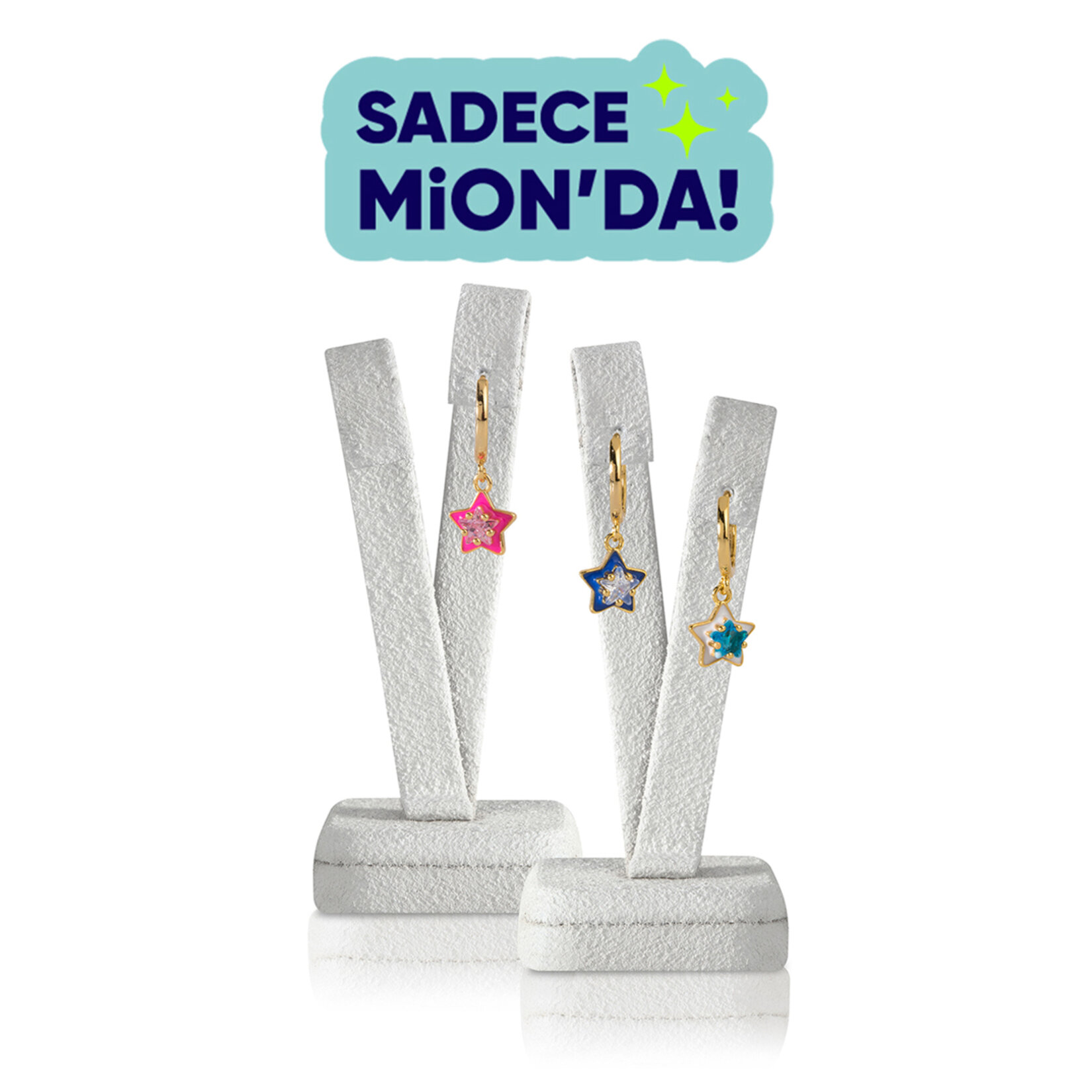 Stylish Renkli  Taşlı Yıldız Set Küpe