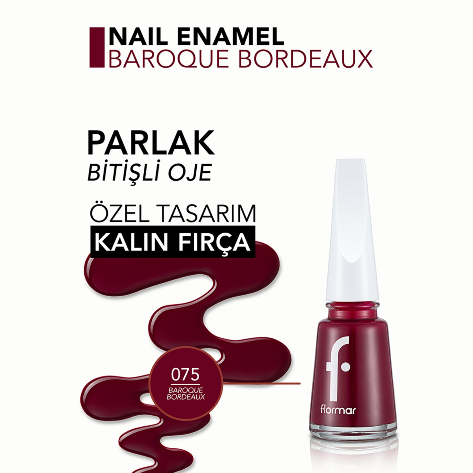 Flormar Nail Enamel Uzun Süre Kalıcı Besleyici Oje - 075 Baroque Bordeaux - Görsel 5