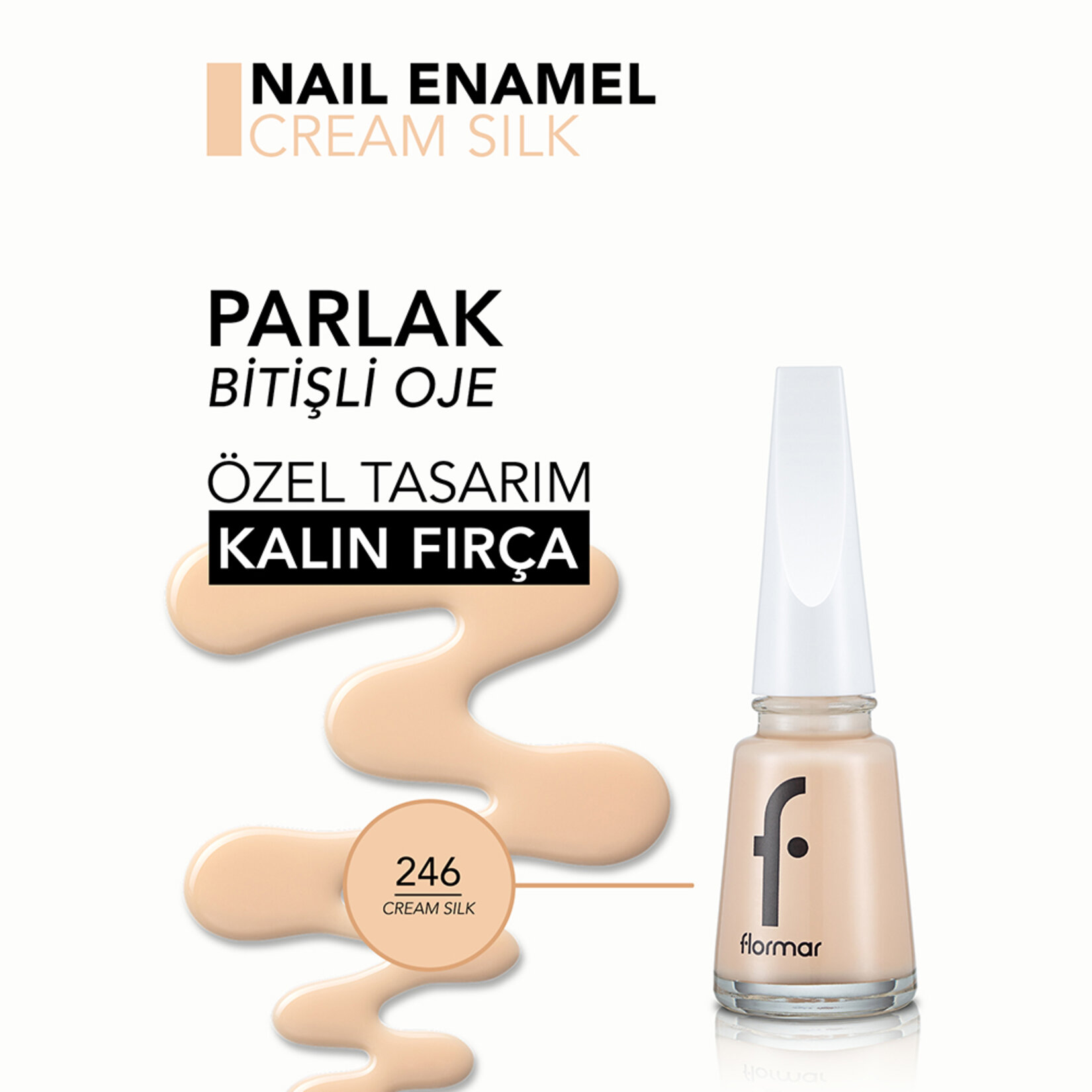 Flormar Nail Enamel Uzun Süre Kalıcı Besleyici Oje - 246 Cream Silk - Görsel 5