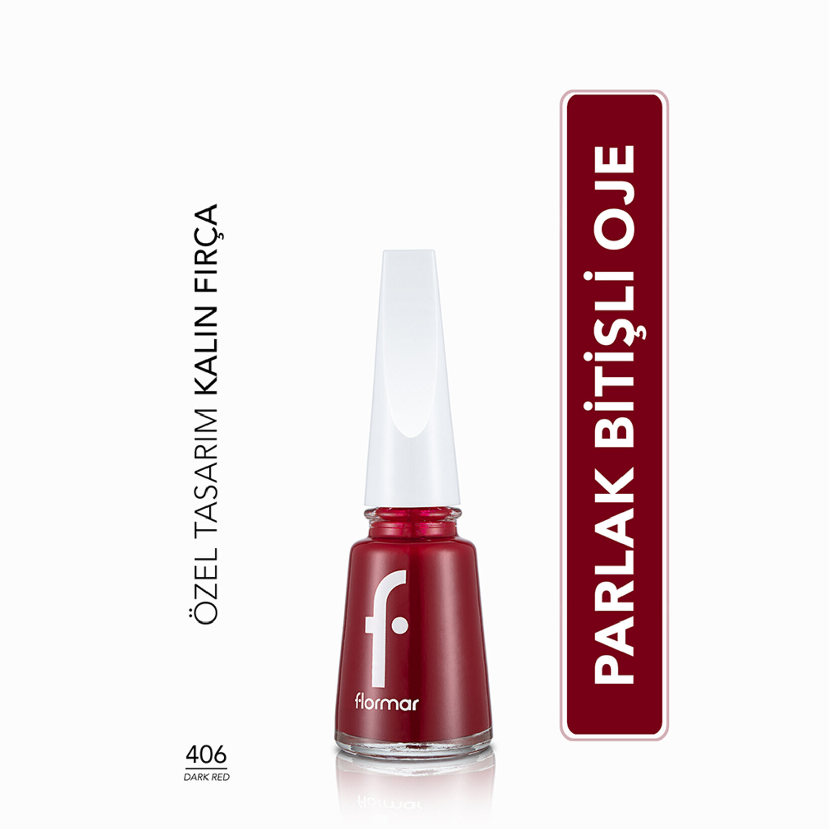 Flormar Nail Enamel Uzun Süre Kalıcı Besleyici Oje - 406 Dark Red - Görsel 2