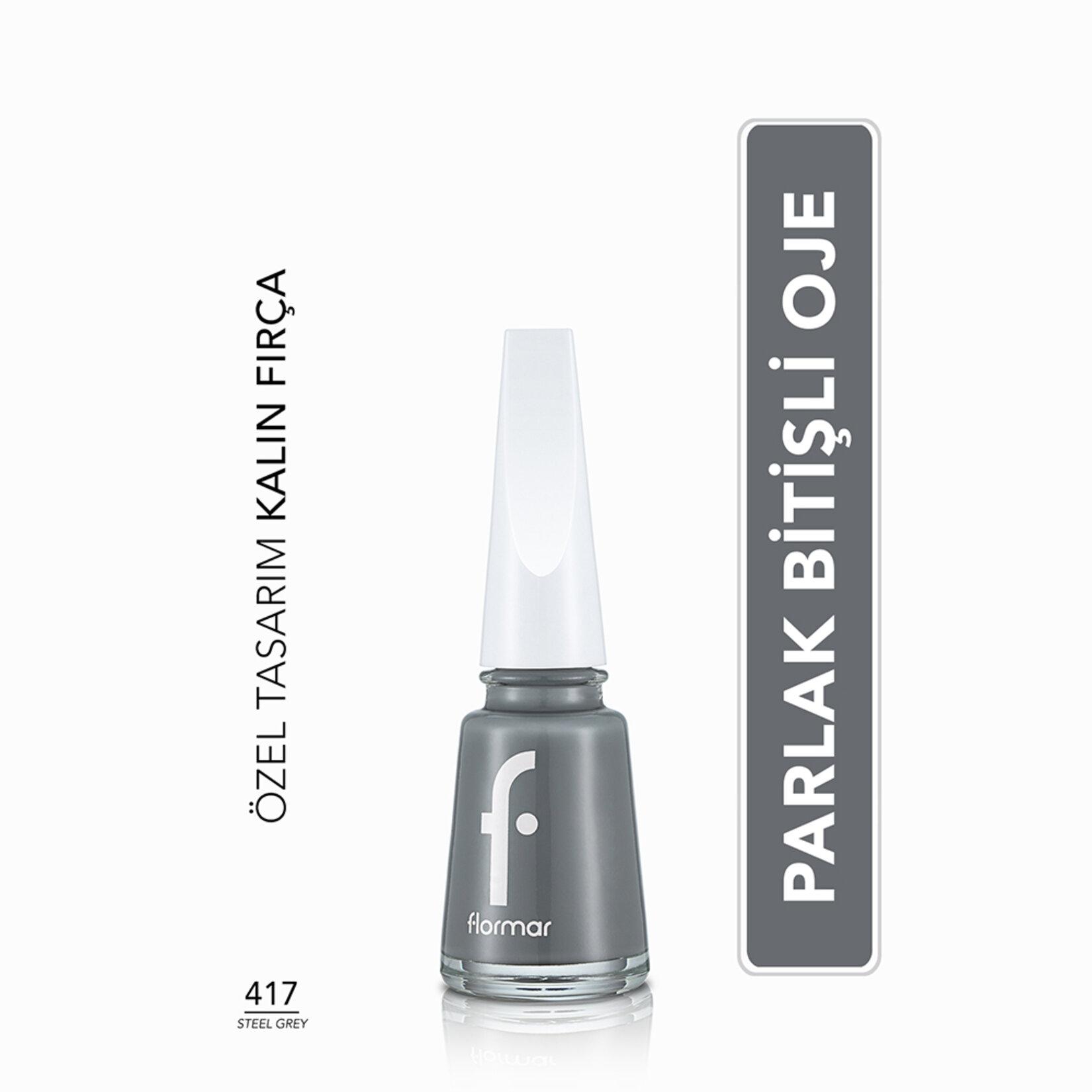 Flormar Nail Enamel Uzun Süre Kalıcı Besleyici Oje - 417 Steel Gray - Görsel 2