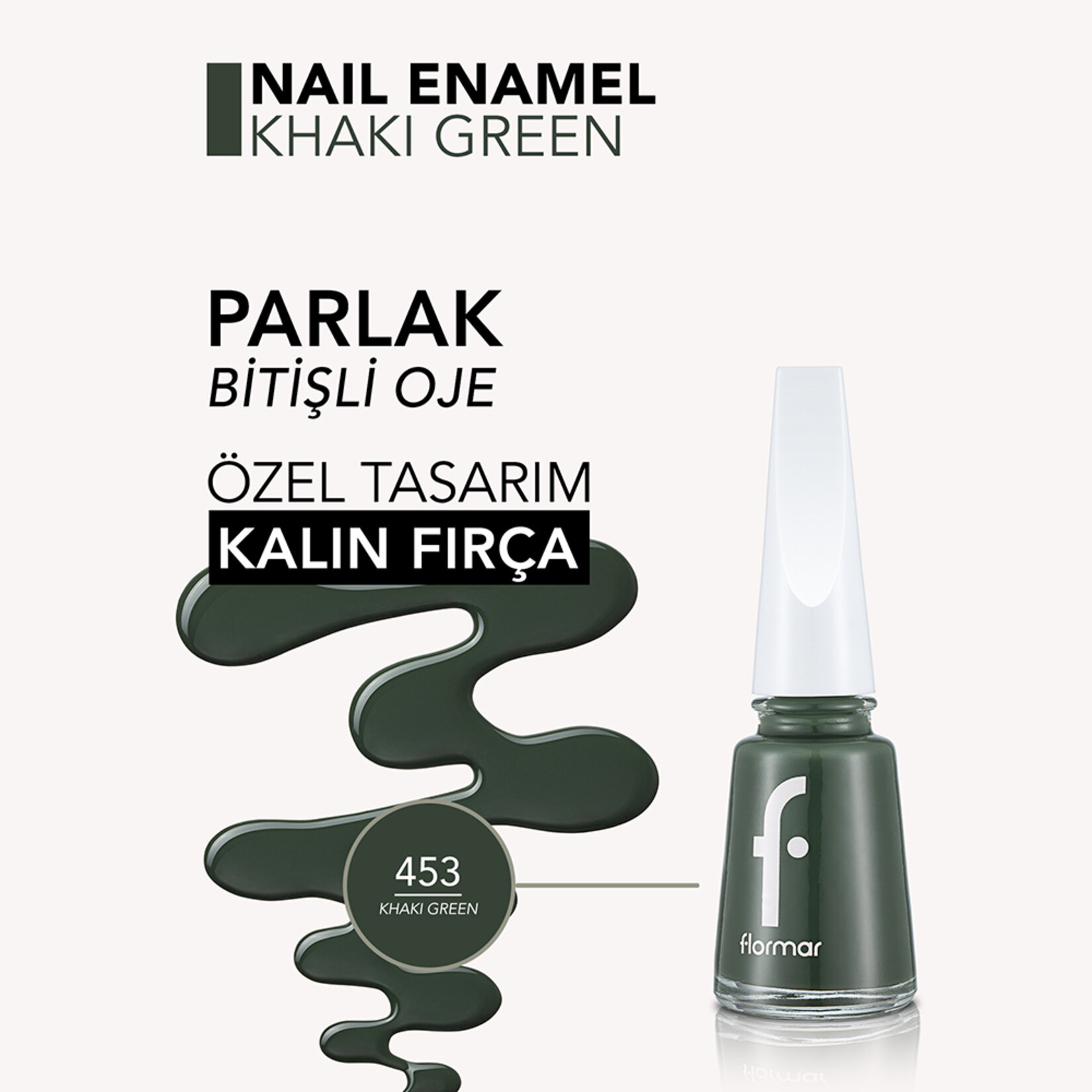 Flormar Nail Enamel Uzun Süre Kalıcı Besleyici Oje - 453 Khaki Green - Görsel 5