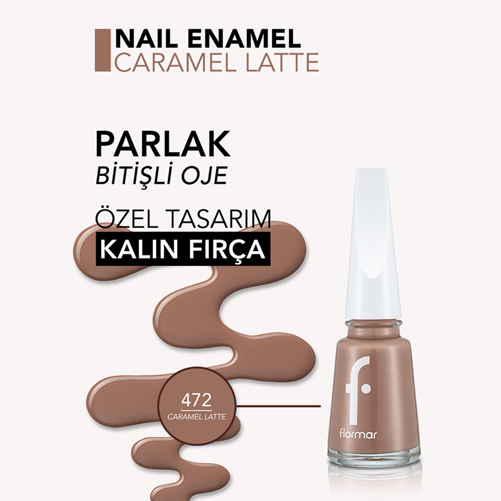 Flormar Nail Enamel Uzun Süre Kalıcı Besleyici Oje - 472 Caramel Latte - Görsel 5
