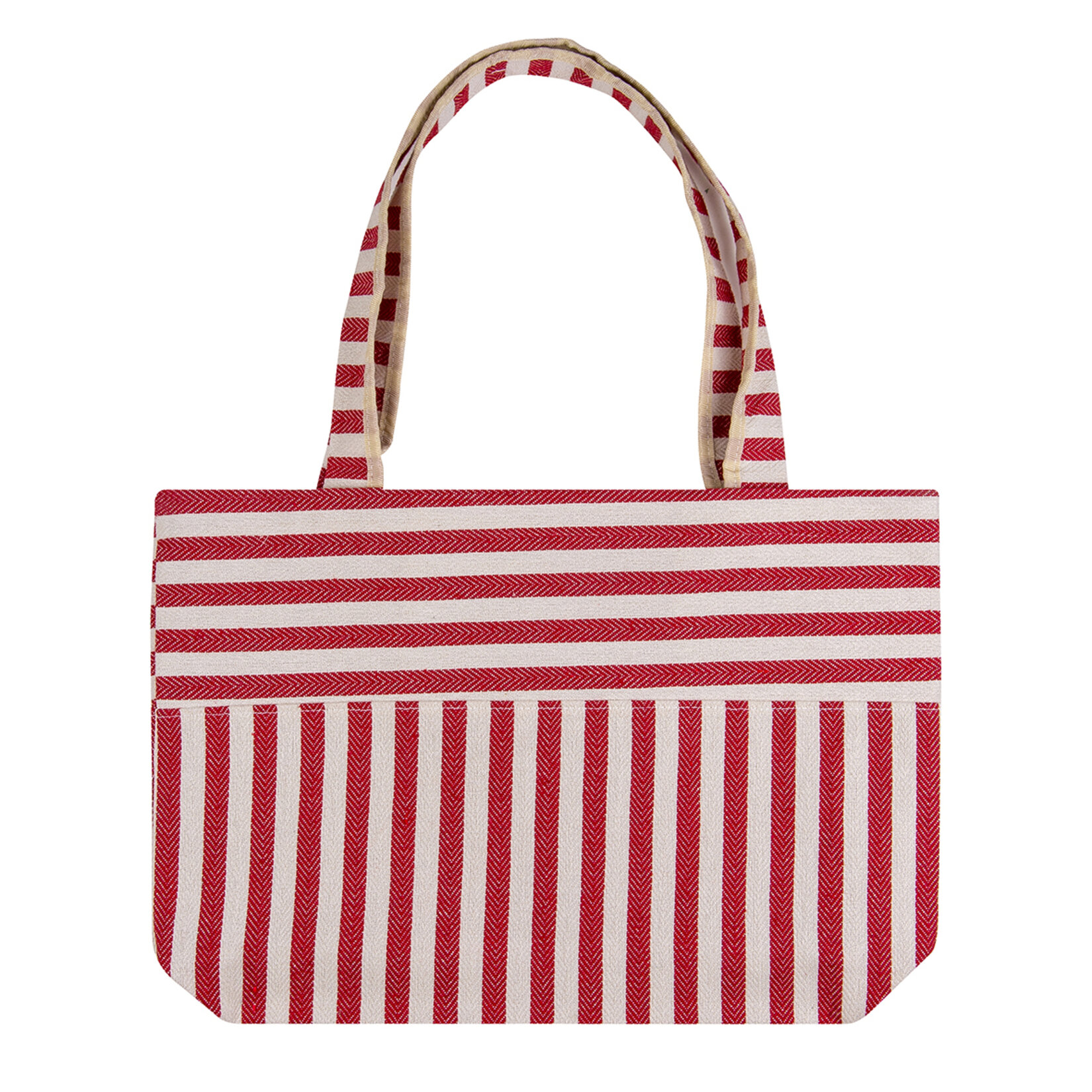 Rengarenk Çizgili Keten Plaj Çantası - Görsel 1