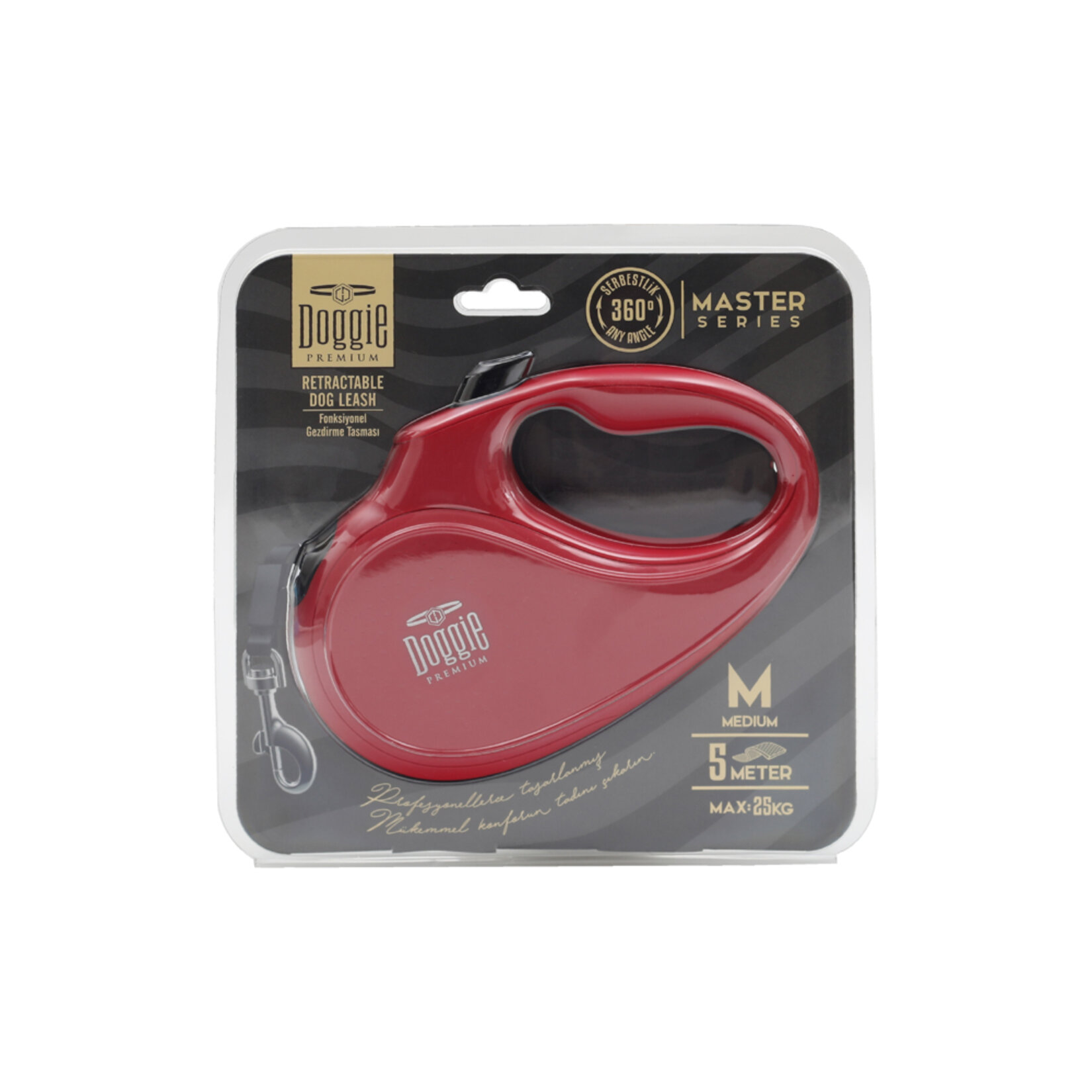 Doggie Otomatik Uzatma Tasması Kırmızı 15 Kg / 5 Metre - Görsel 1