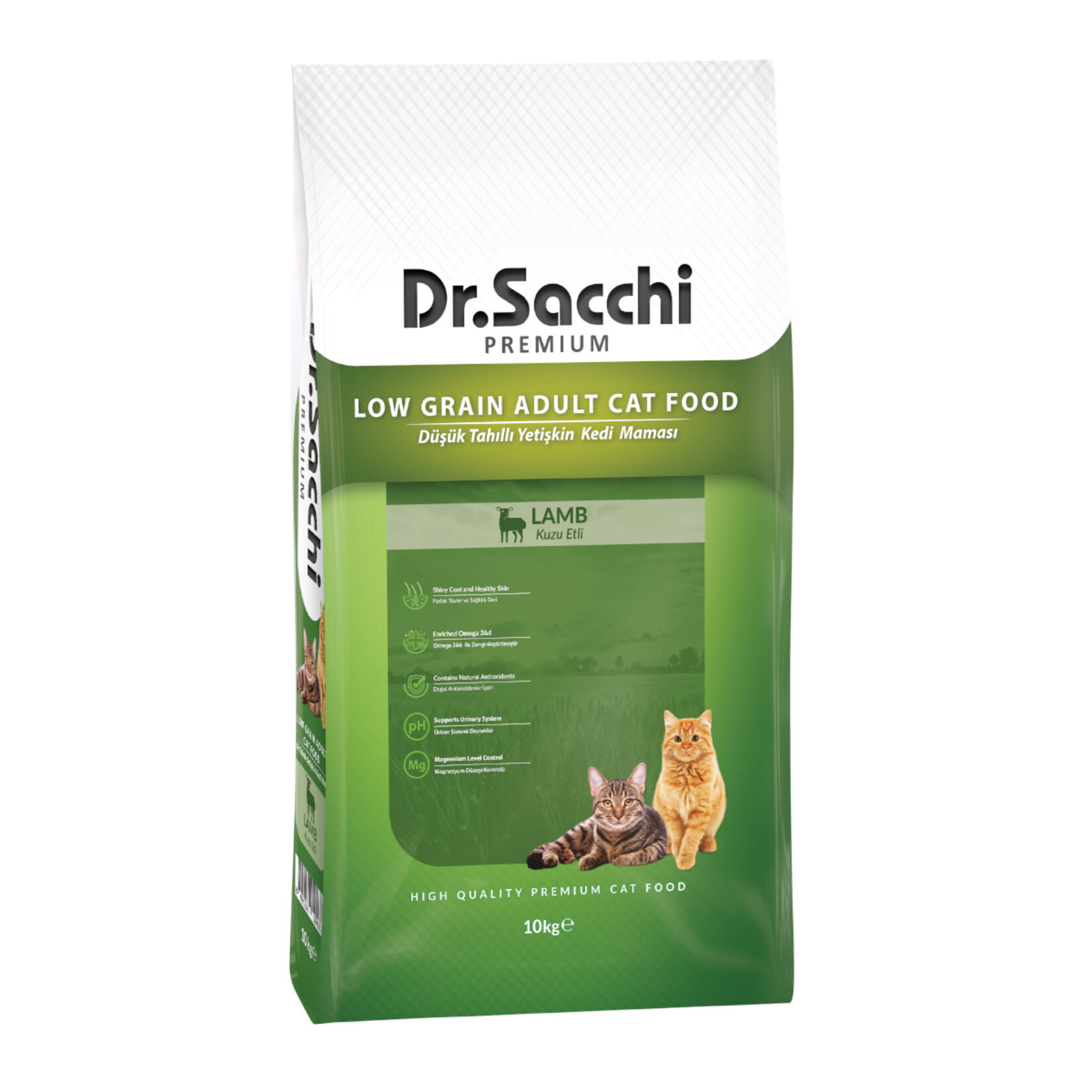 Dr. Sacchi Premium Düşük Tahıllı Kuzu Yetişkin Kedi Maması 10 Kg