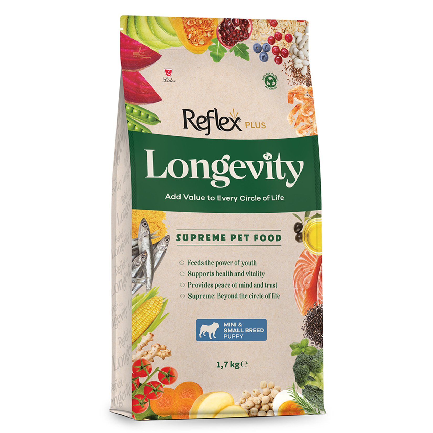 Reflex Plus Longevity Mini & Küçük Irk Yavru Köpek Maması 1.7 Kg