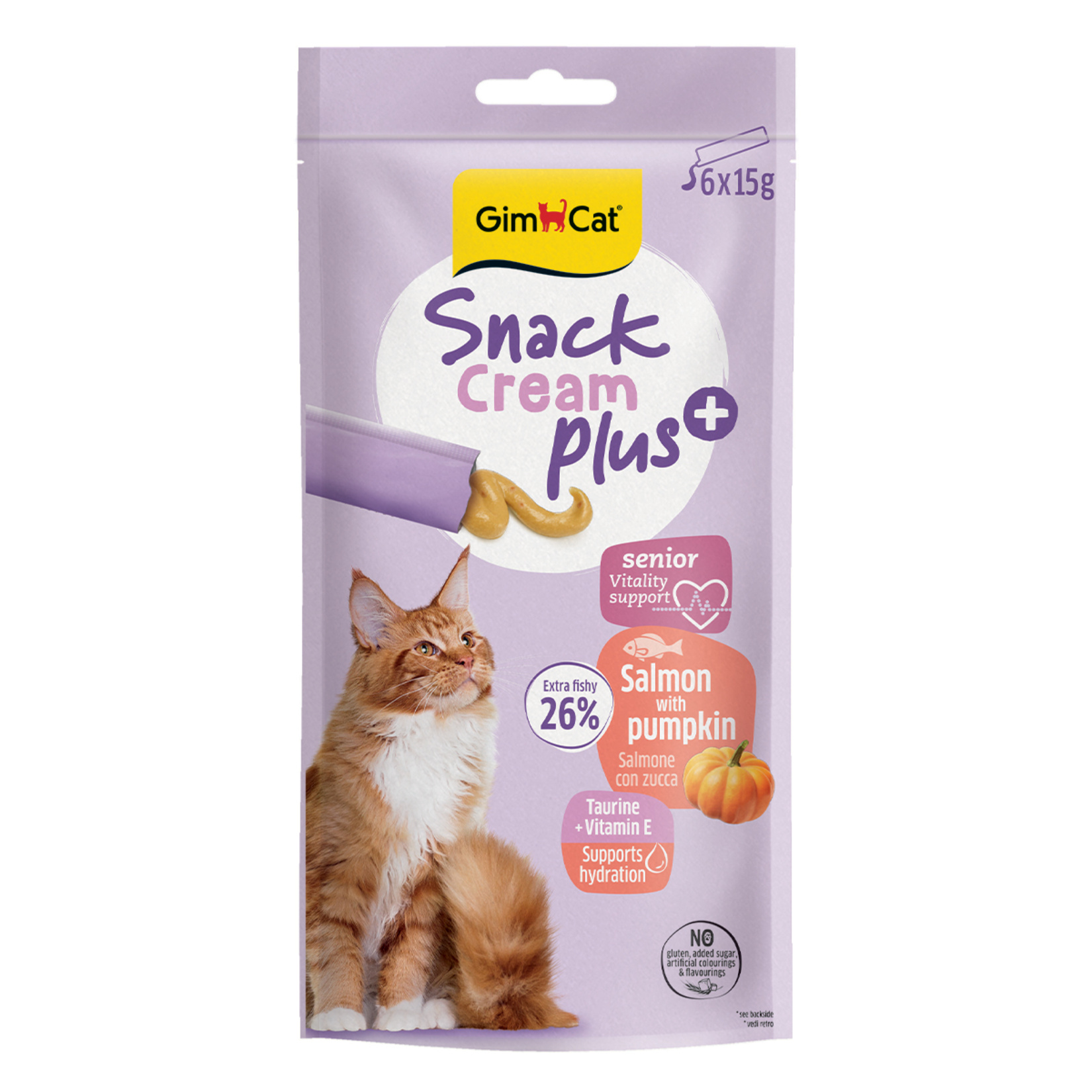 Gimcat Snack Cream Senior Salmon & Pumpkin 6 x 15 G