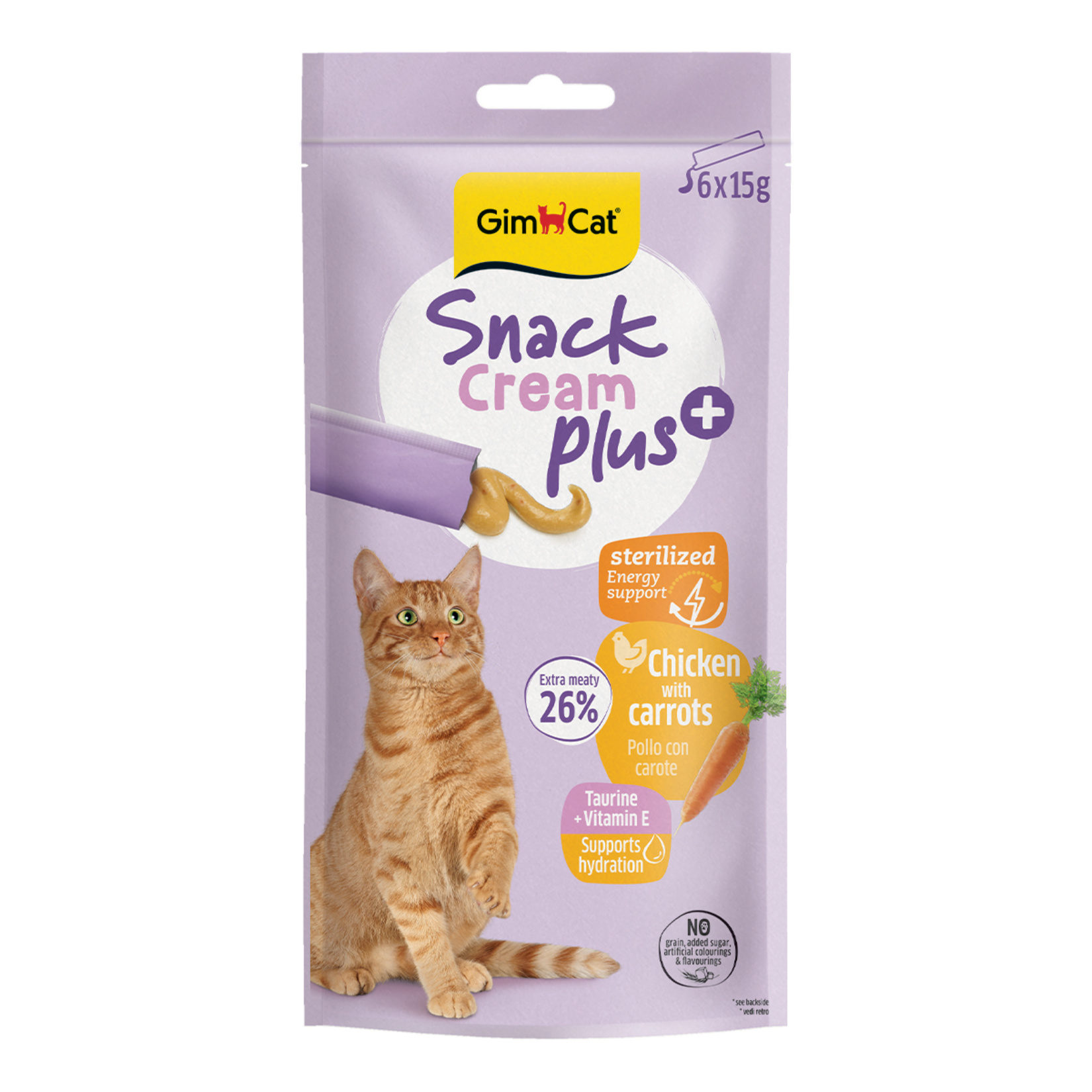 Gimcat Snack Cream Sterilized Chicken & Carrots 6 x 15 G