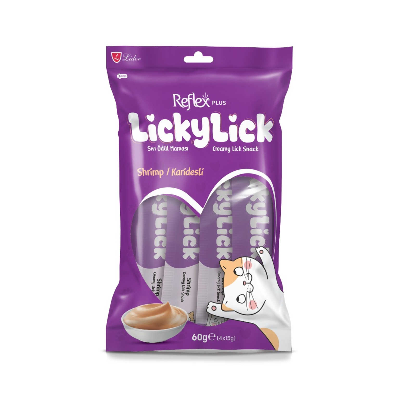 Reflex Plus Lickylick Karides Sıvı Ödül Mama 4 x 15 G