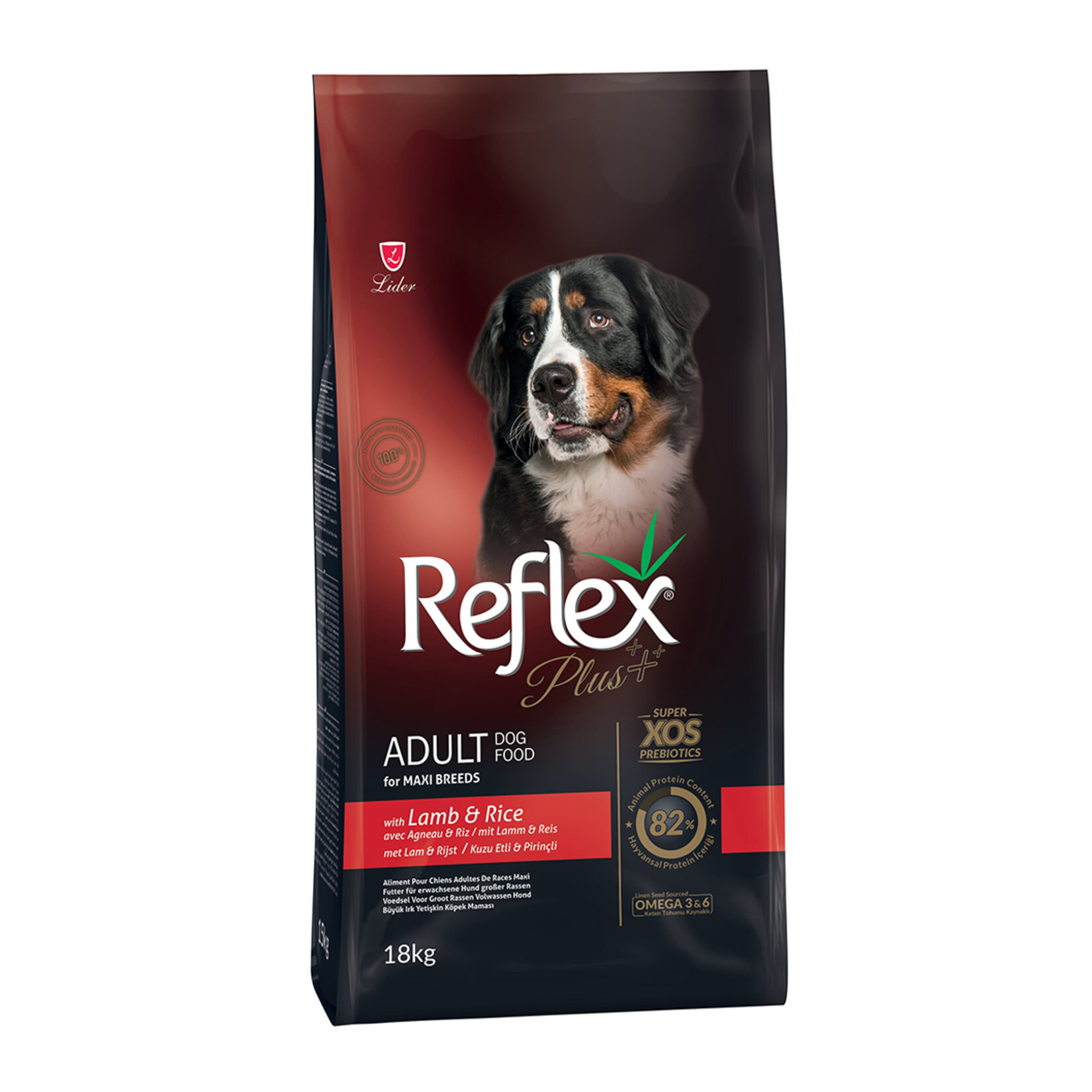 Reflex Plus Kuzu Etli Pirinç Büyük Irk Köpek Maması 18 Kg