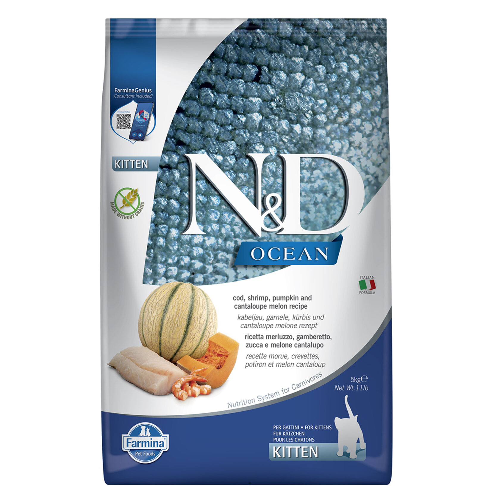 N&D Ocean Karides, Balkabağı & Kavun Yavru Kedi 5 Kg