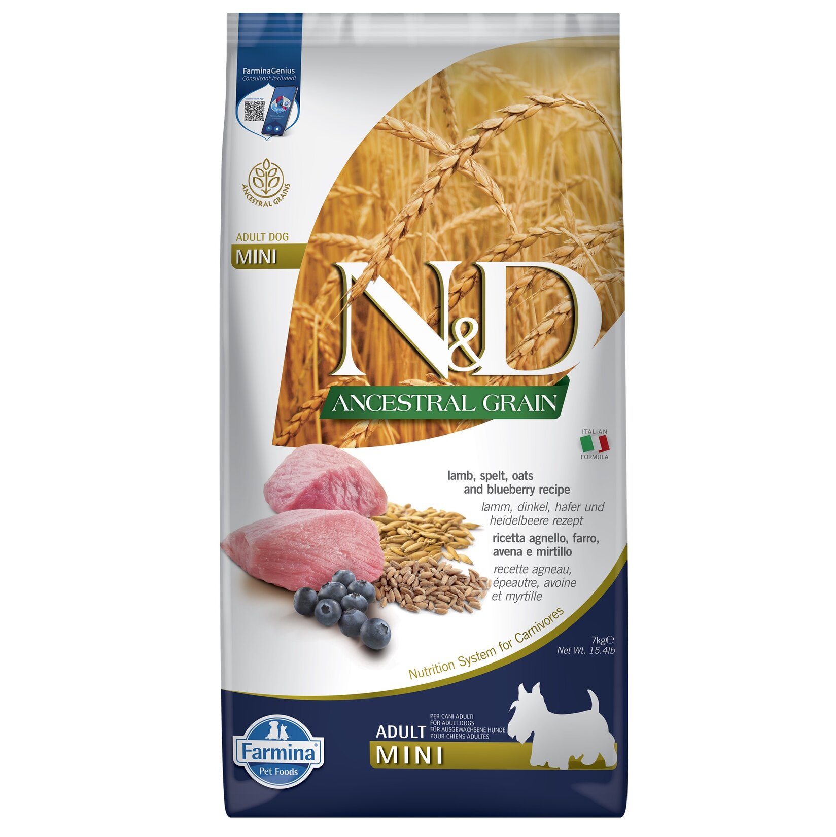N&D Ancestral Grain Kuzu Yaban Mersini Yetişkin Mini Köpek  7 Kg