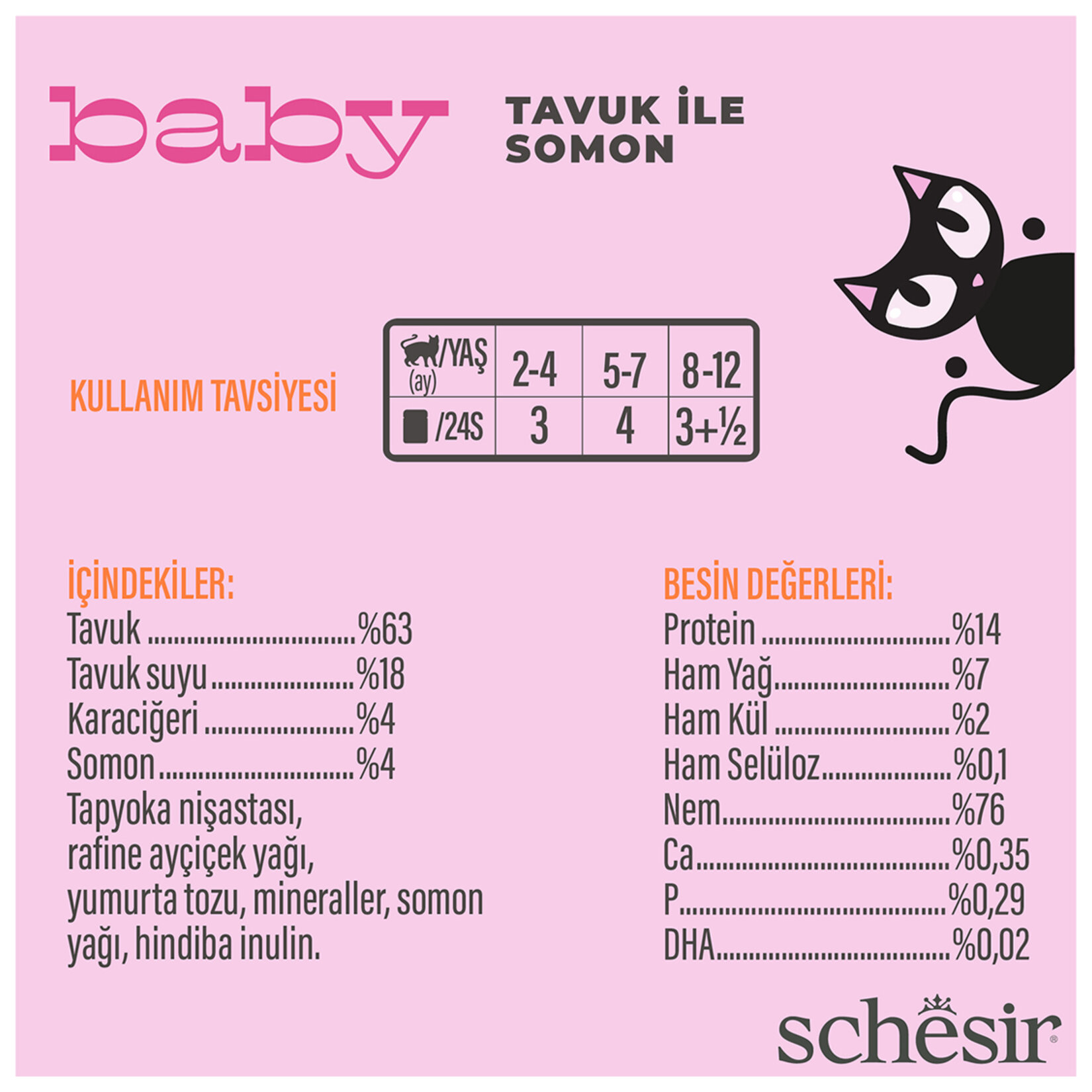 Schesir Baby Kedi Yaş Mama Tavuk İle Somon Mus Konserve 70 G - Görsel 3