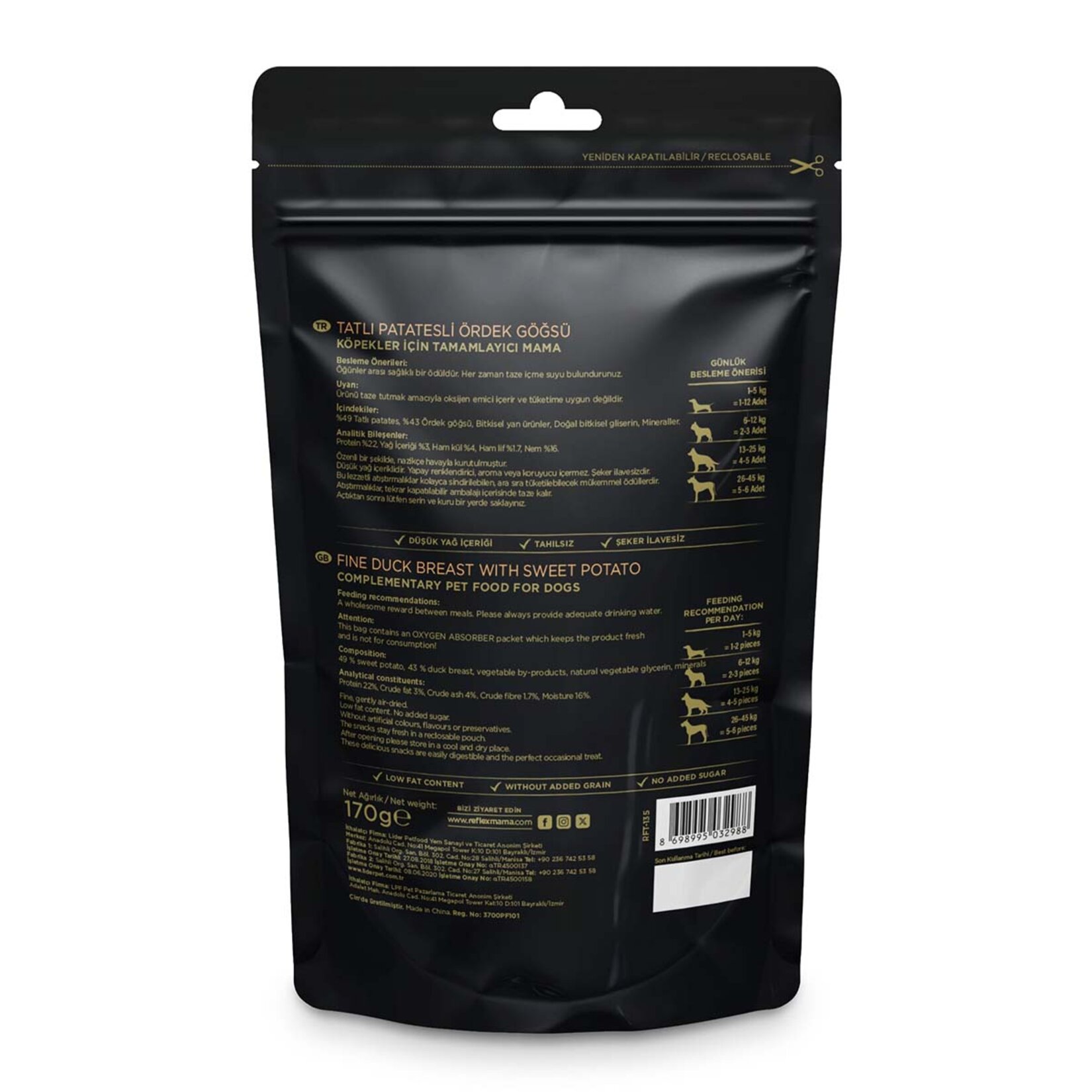 Reflex Snackies Patates Ördek Eti Köpek Ödülü 170 G - Görsel 3