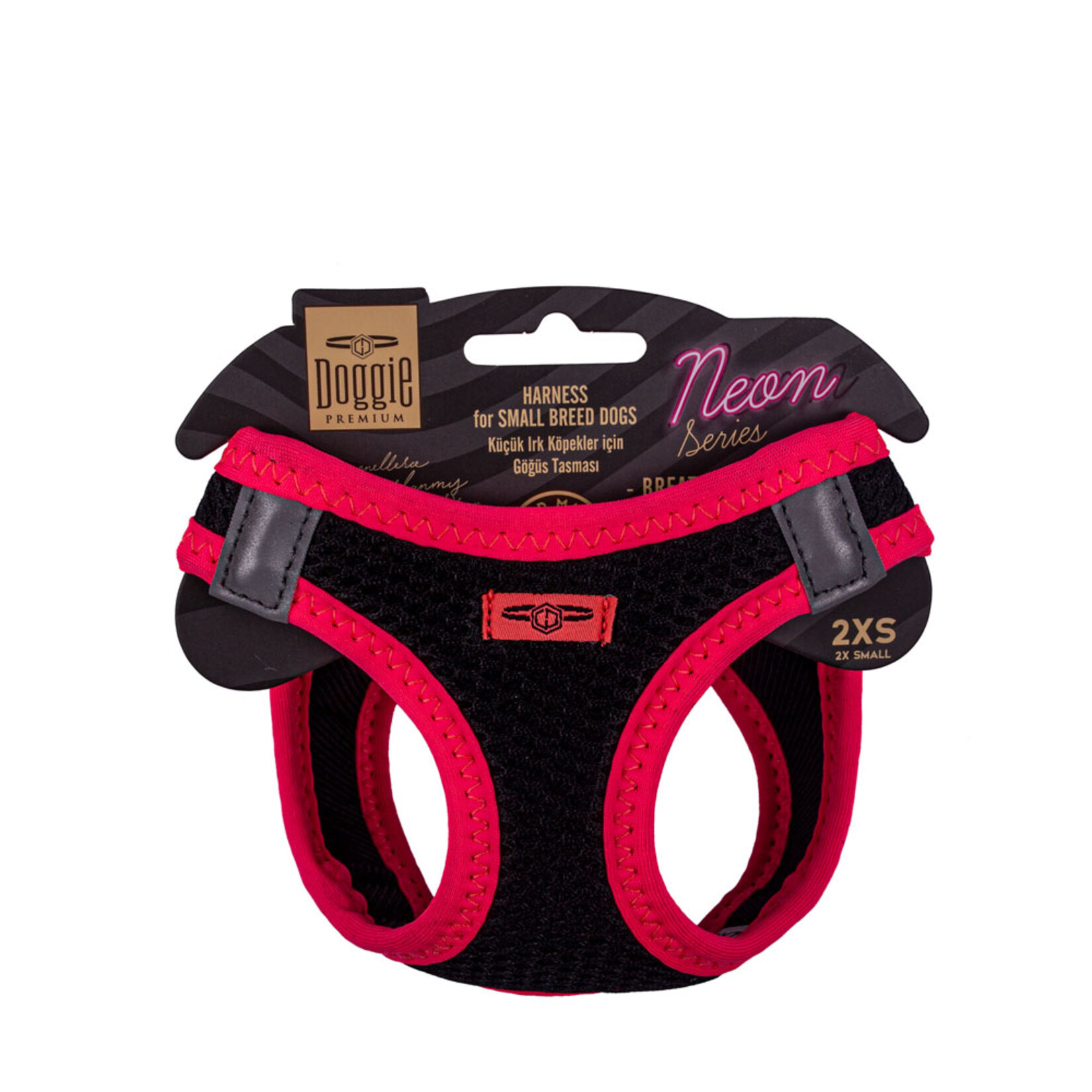 Doggie Neon Küçük Irk Göğüs Tasma Pembe 2Xs 26 - 30 Cm