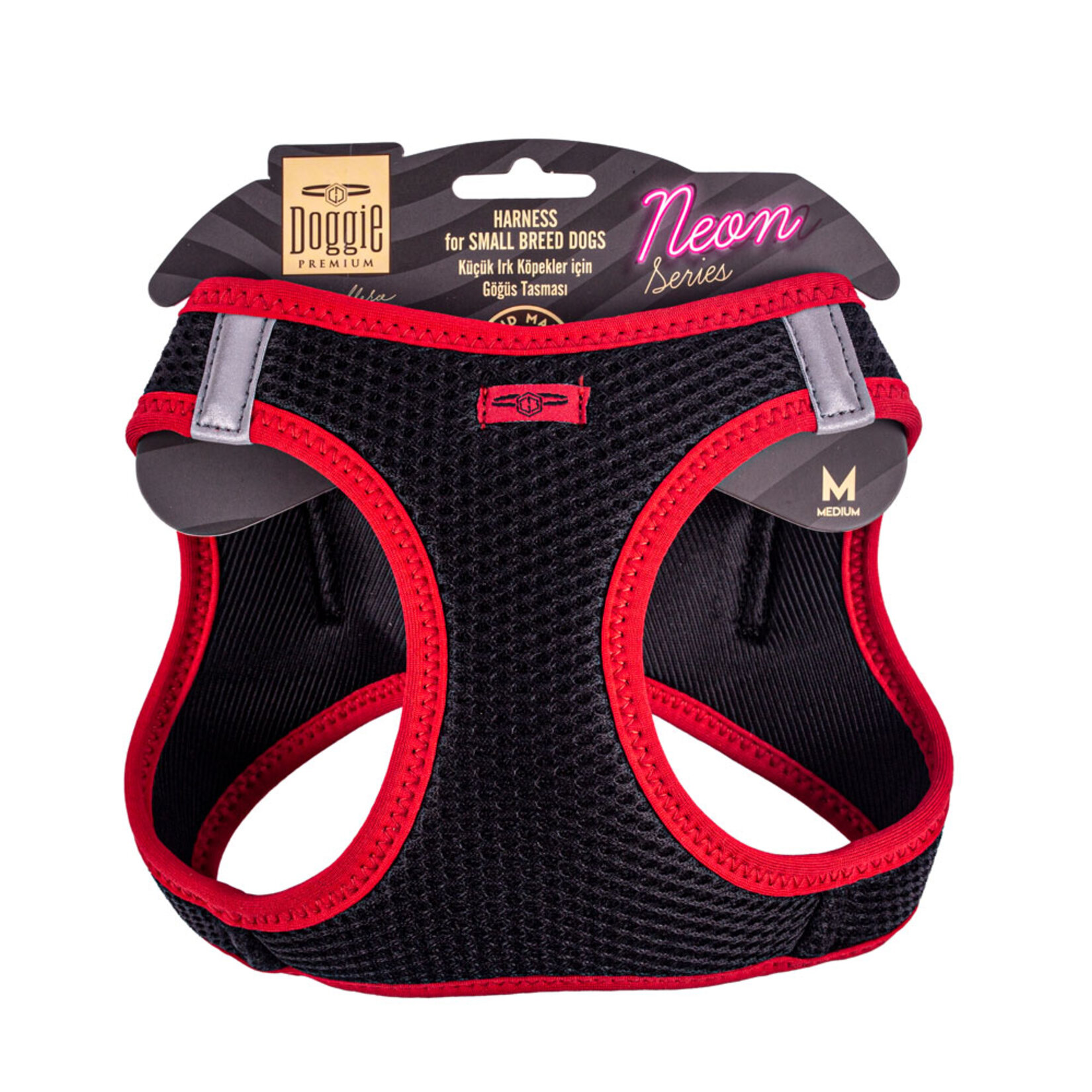 Doggie Neon Küçük Irk Göğüs Tasma Kırmızı M 38 - 44 Cm