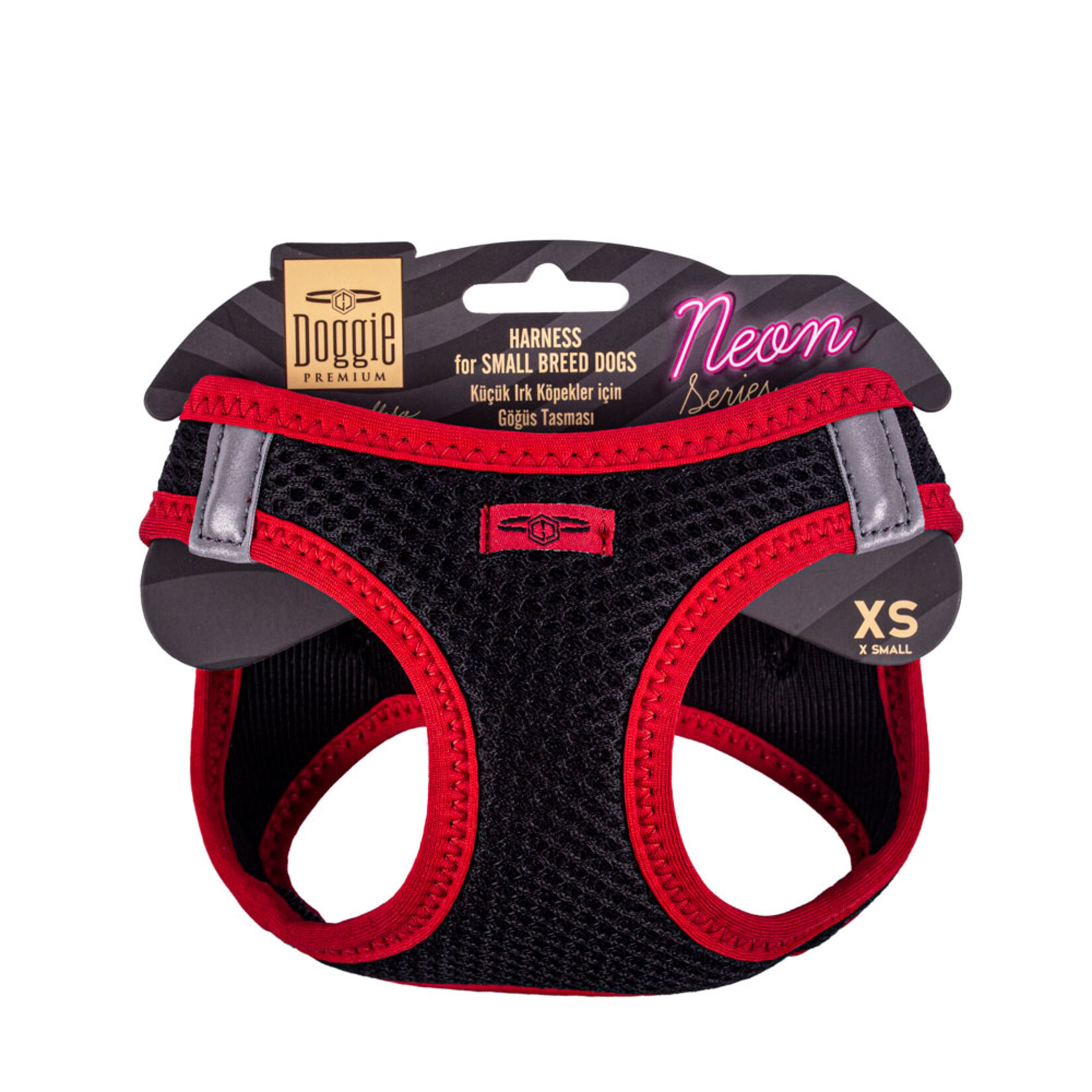 Doggie Neon Küçük Irk Göğüs Tasma Kırmızı Xs 30 - 34 Cm