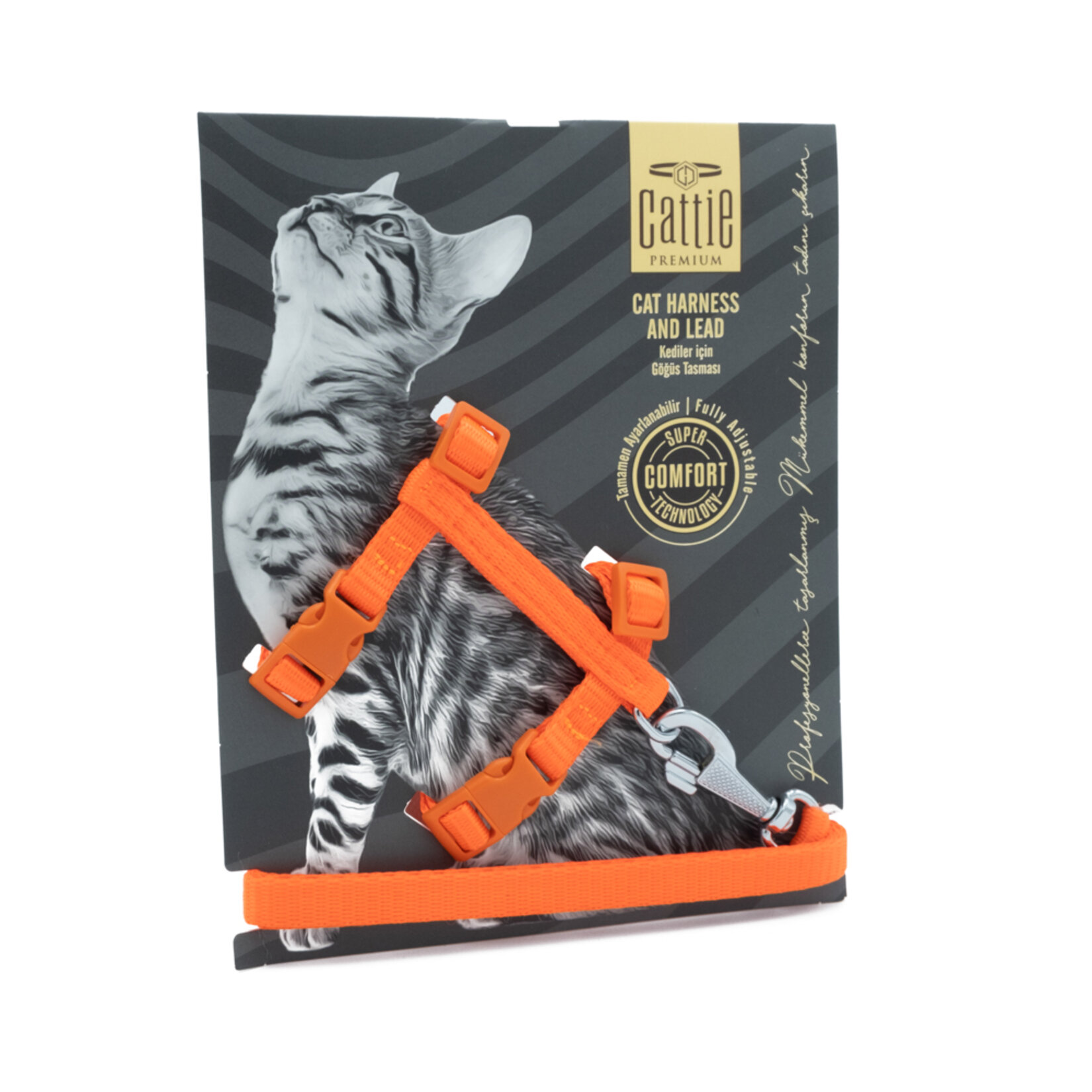 Cattie Kedi Göğüs & Gezdirme Takımı Turuncu 1 x 25 - 40 Cm